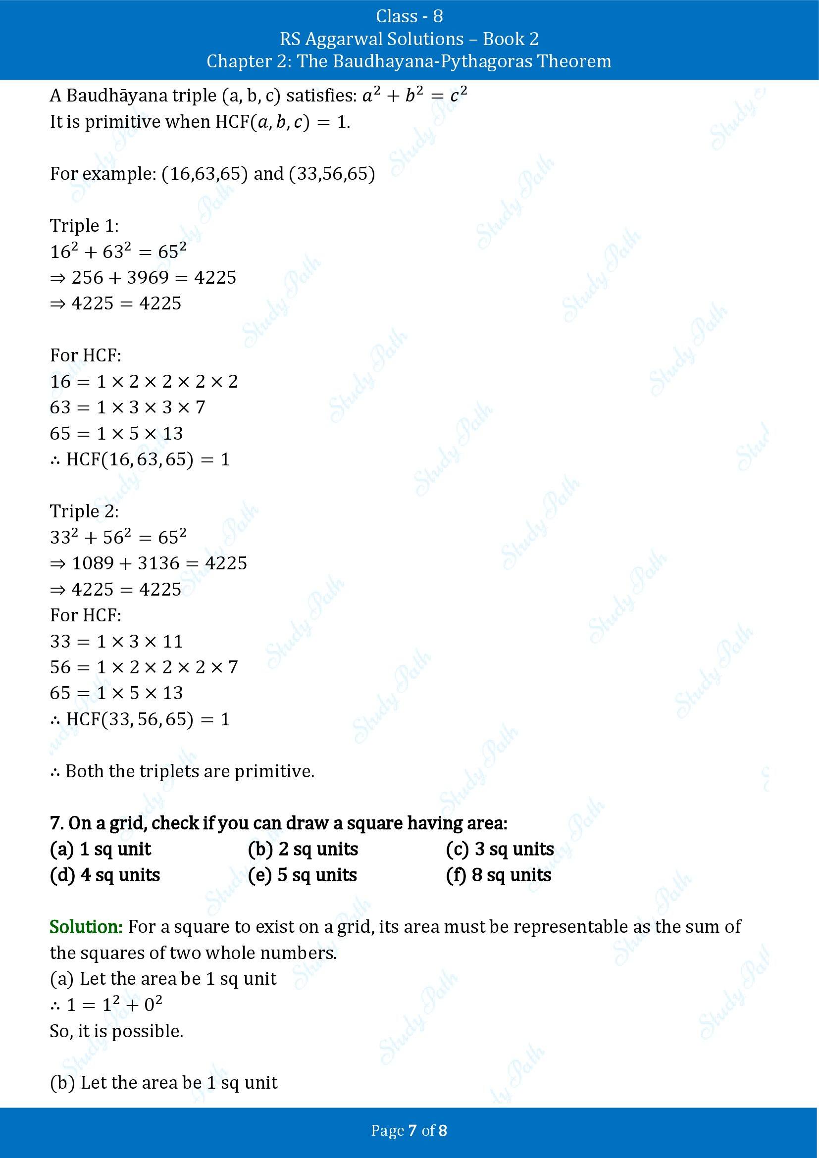 RS Aggarwal Solutions Class 8 Book 2 Chapter 2 The Baudhayana Pythagoras Theorem Exercise 2C 00007
