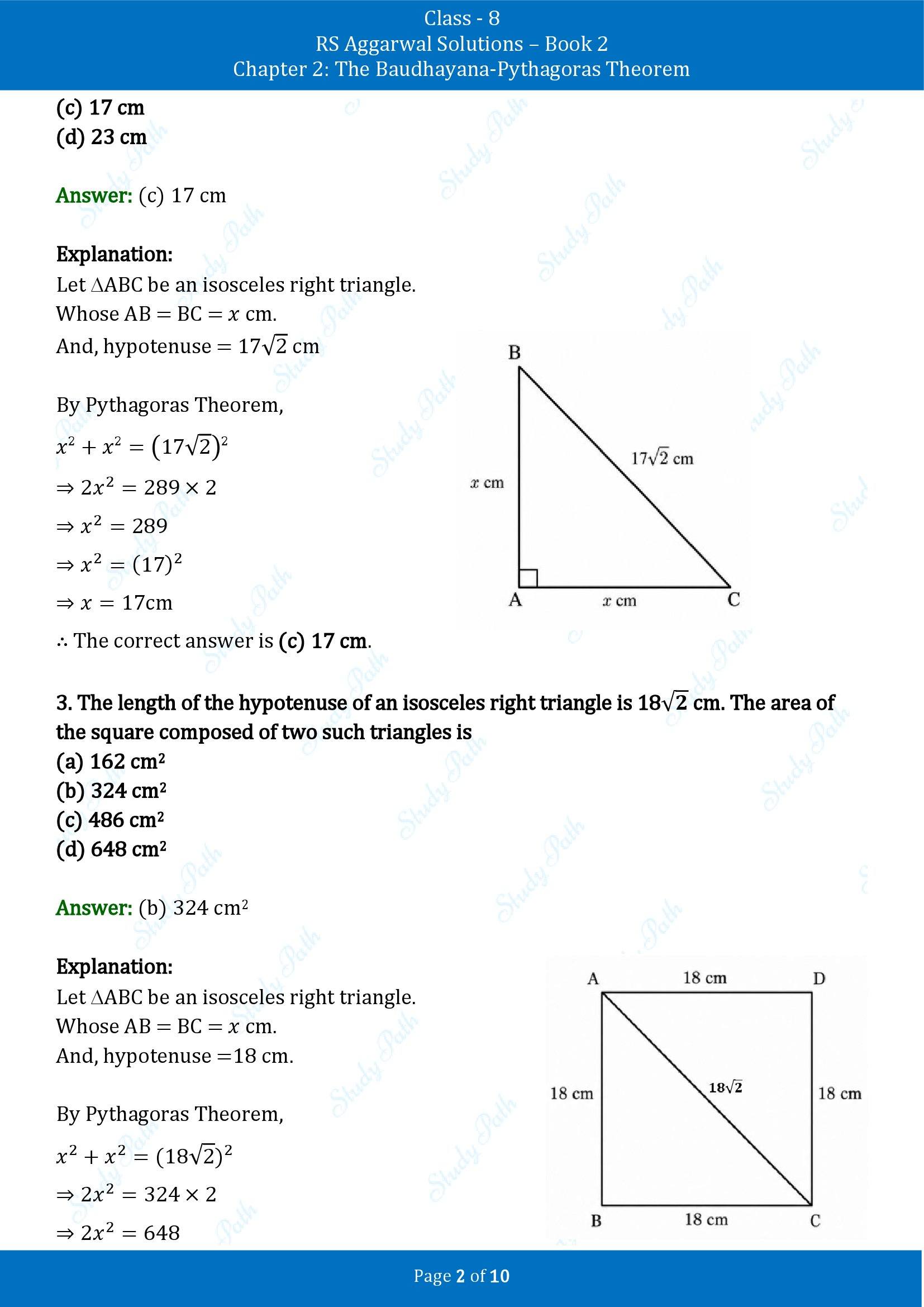 RS Aggarwal Solutions Class 8 Book 2 Chapter 2 The Baudhayana Pythagoras Theorem Exercise 2D 00002