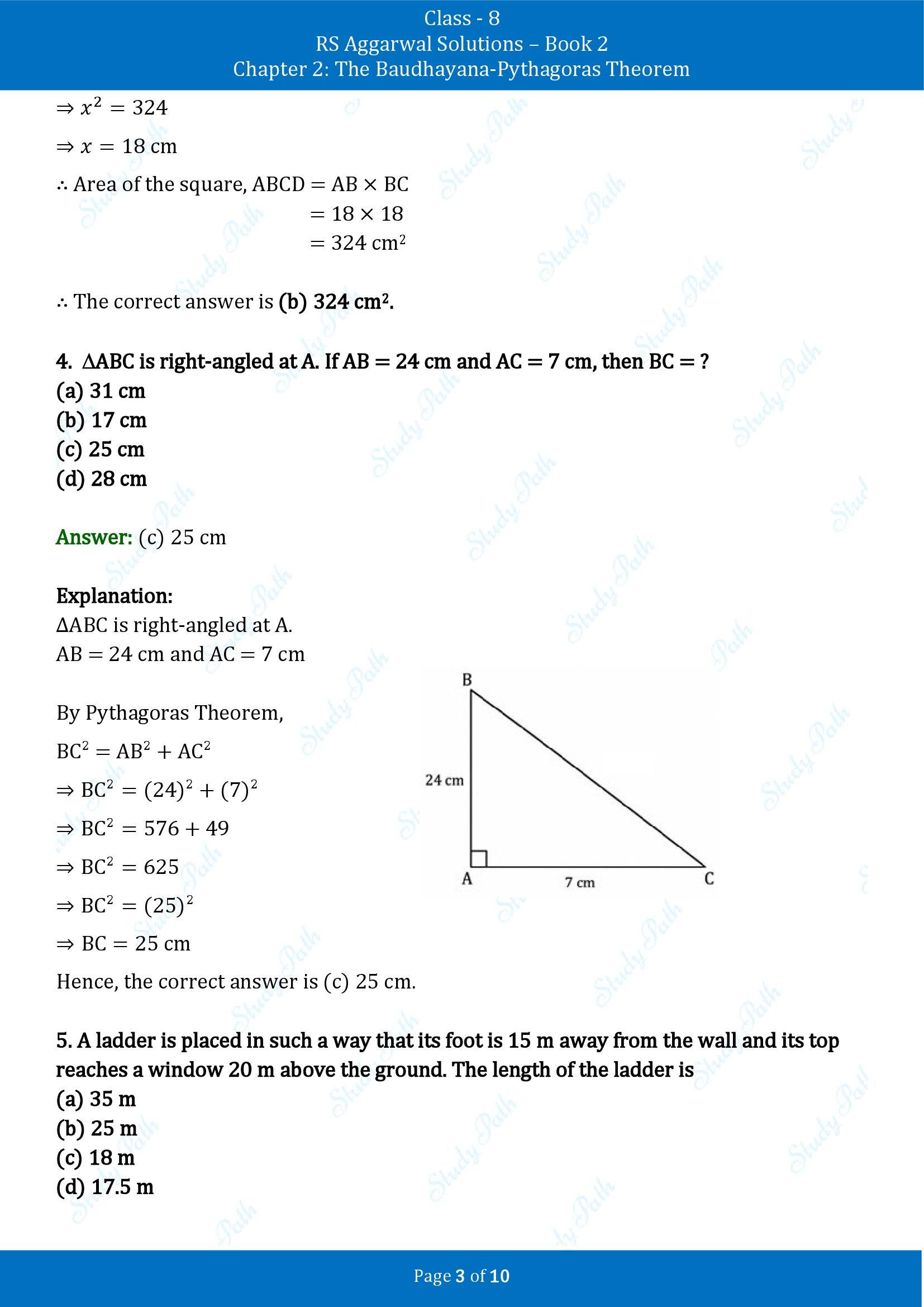 RS Aggarwal Solutions Class 8 Book 2 Chapter 2 The Baudhayana Pythagoras Theorem Exercise 2D 00003