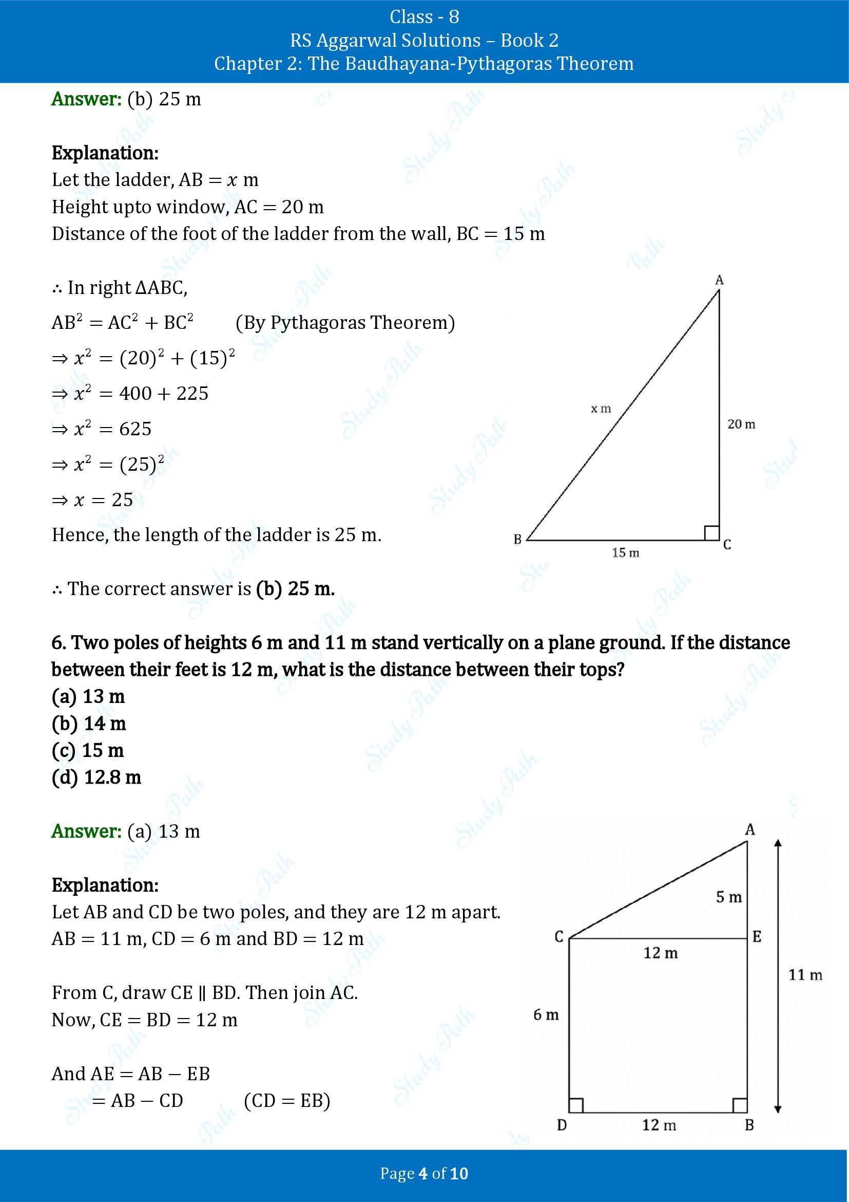 RS Aggarwal Solutions Class 8 Book 2 Chapter 2 The Baudhayana Pythagoras Theorem Exercise 2D 00004