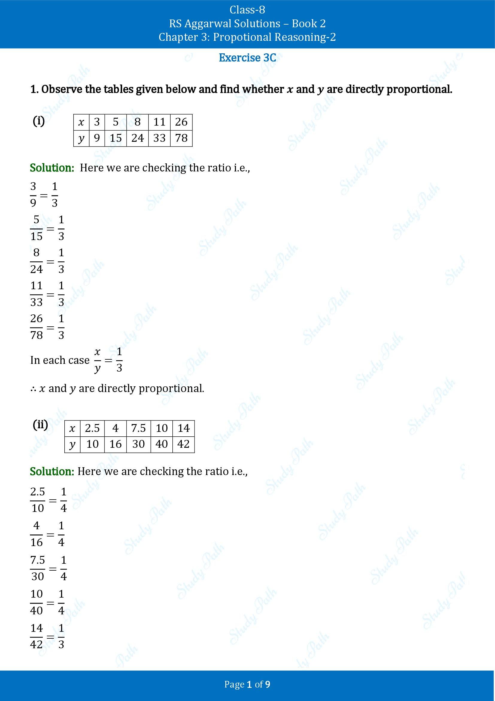 RS Aggarwal Solutions Class 8 Book 2 Chapter 3 Proportional Reasoning 2 Exercise 3C 00001