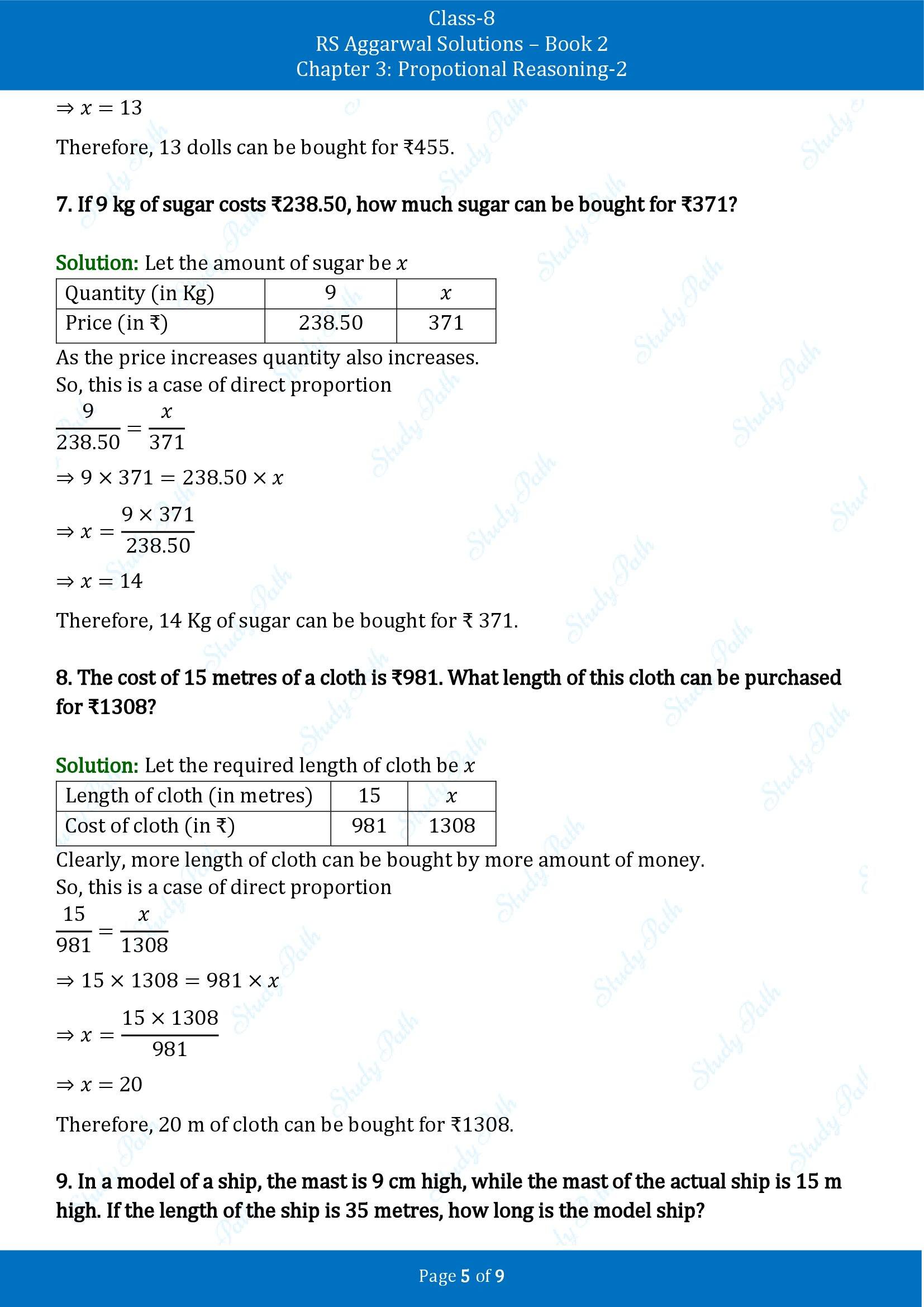 RS Aggarwal Solutions Class 8 Book 2 Chapter 3 Proportional Reasoning 2 Exercise 3C 00005