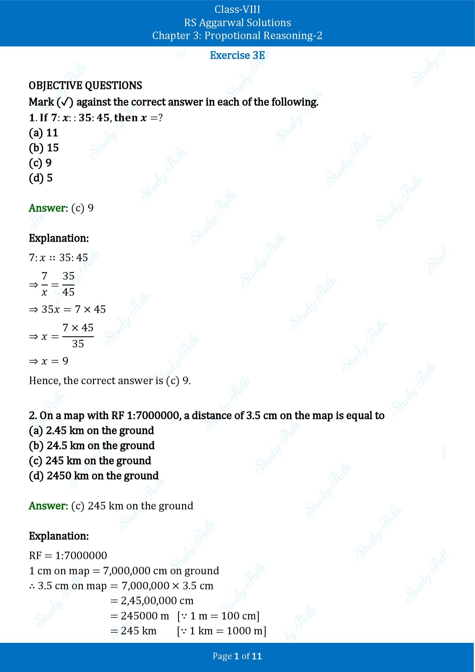 RS Aggarwal Solutions Class 8 Book 2 Chapter 3 Proportional Reasoning 2 Exercise 3E 00001