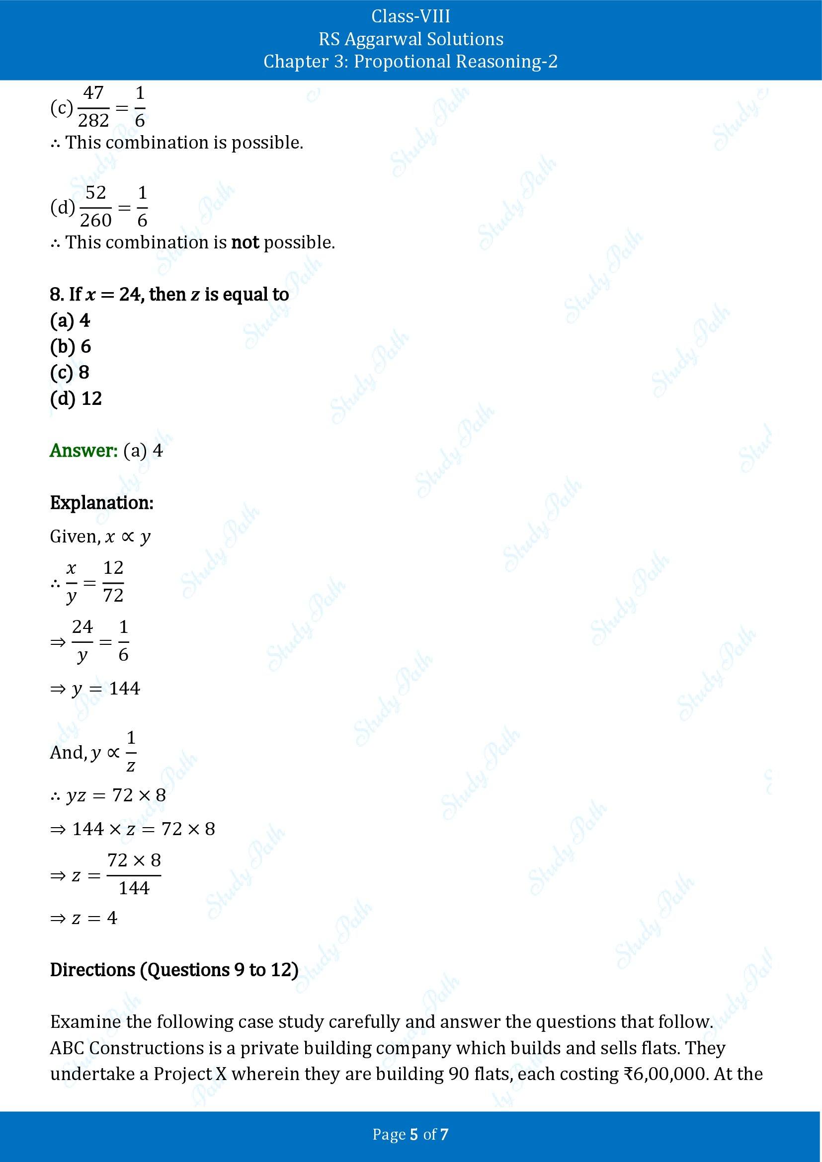 RS Aggarwal Solutions Class 8 Book 2 Chapter 3 Proportional Reasoning 2 Exercise 3F 00005