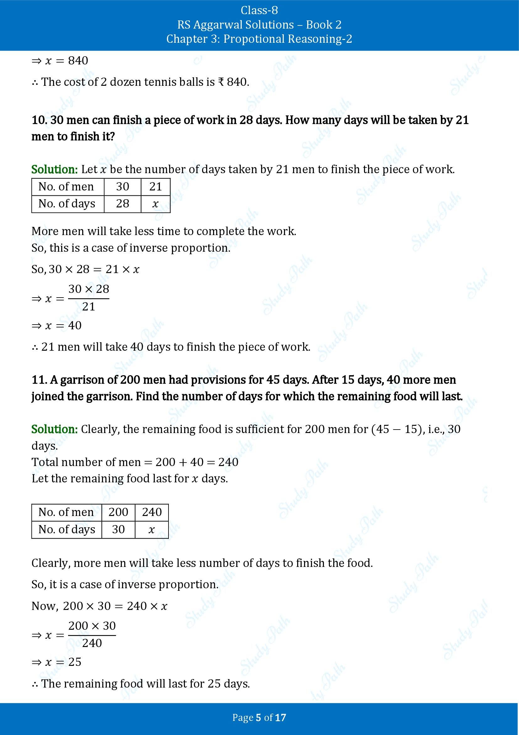 RS Aggarwal Solutions Class 8 Book 2 Chapter 3 Proportional Reasoning 2 Test Paper 00005