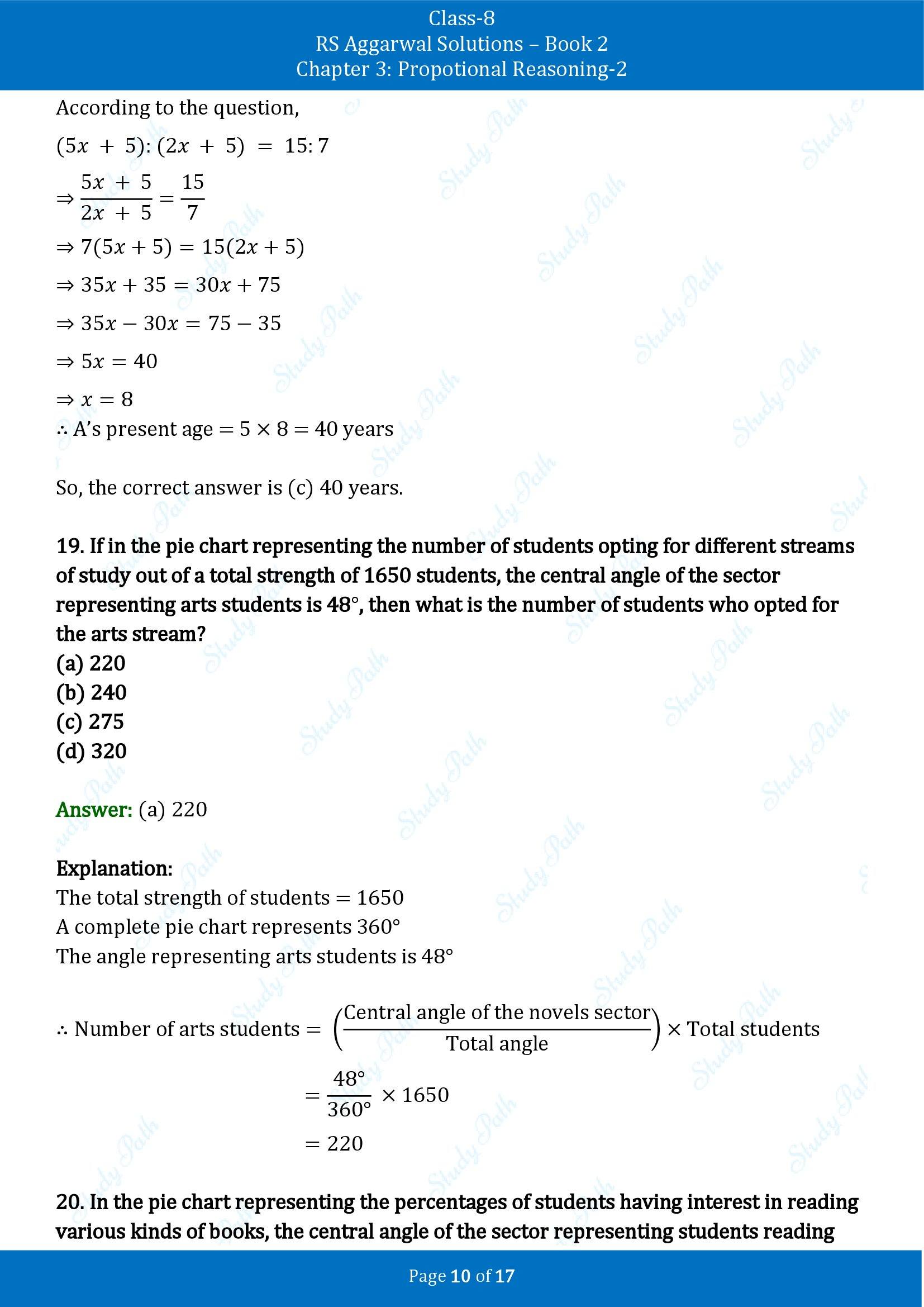 RS Aggarwal Solutions Class 8 Book 2 Chapter 3 Proportional Reasoning 2 Test Paper 00010