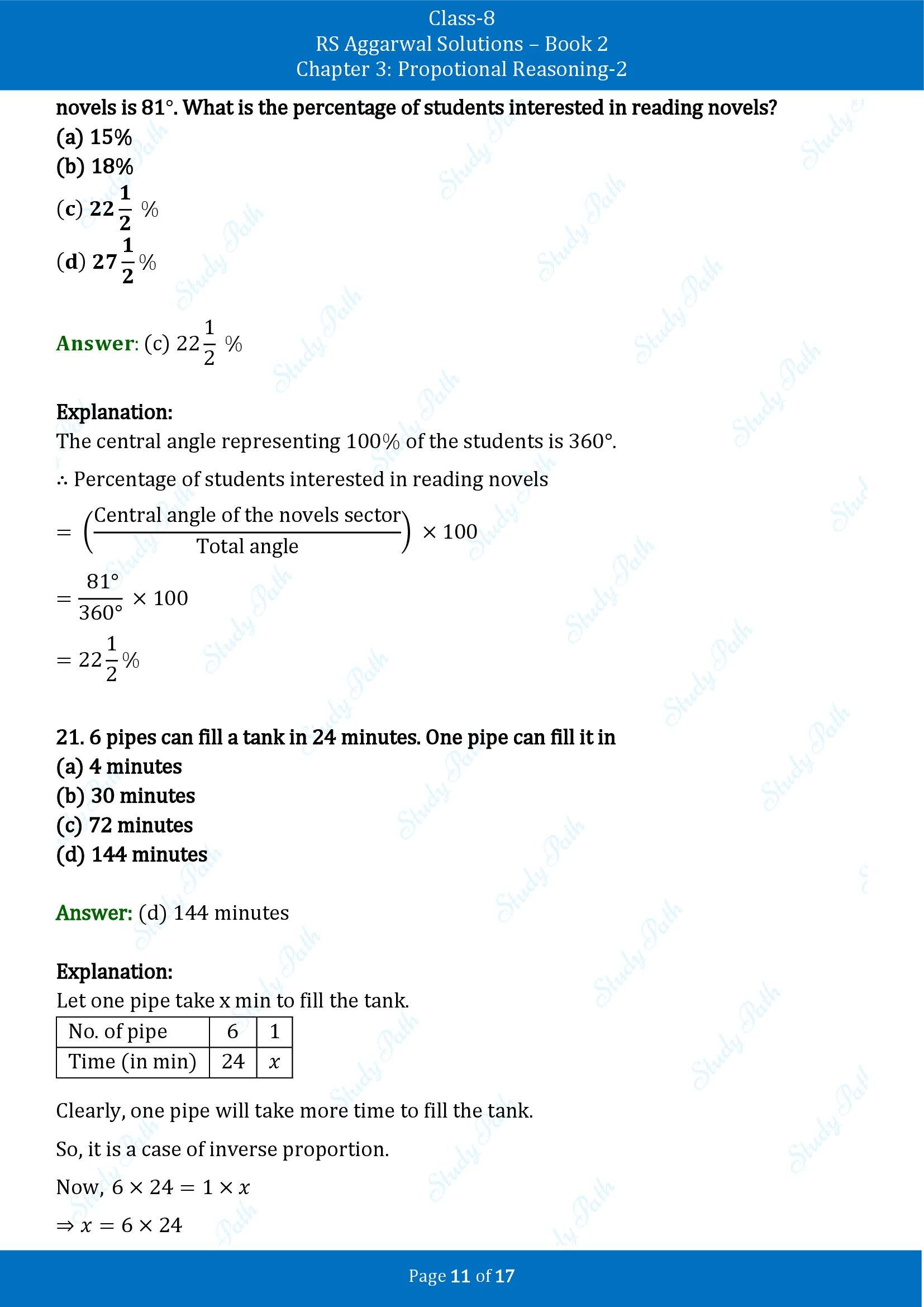 RS Aggarwal Solutions Class 8 Book 2 Chapter 3 Proportional Reasoning 2 Test Paper 00011
