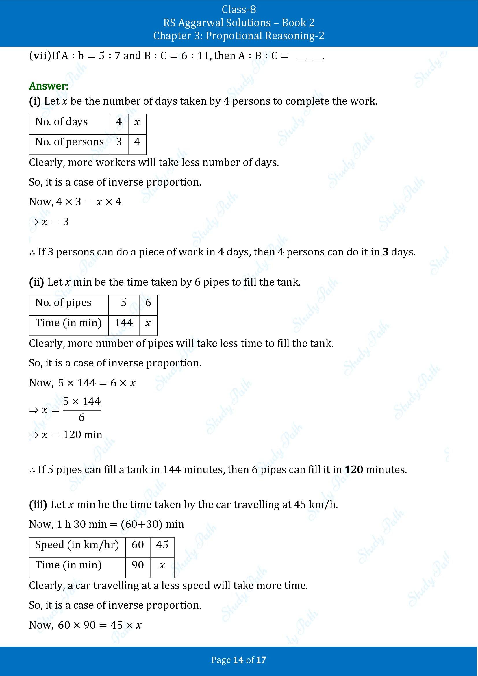 RS Aggarwal Solutions Class 8 Book 2 Chapter 3 Proportional Reasoning 2 Test Paper 00014