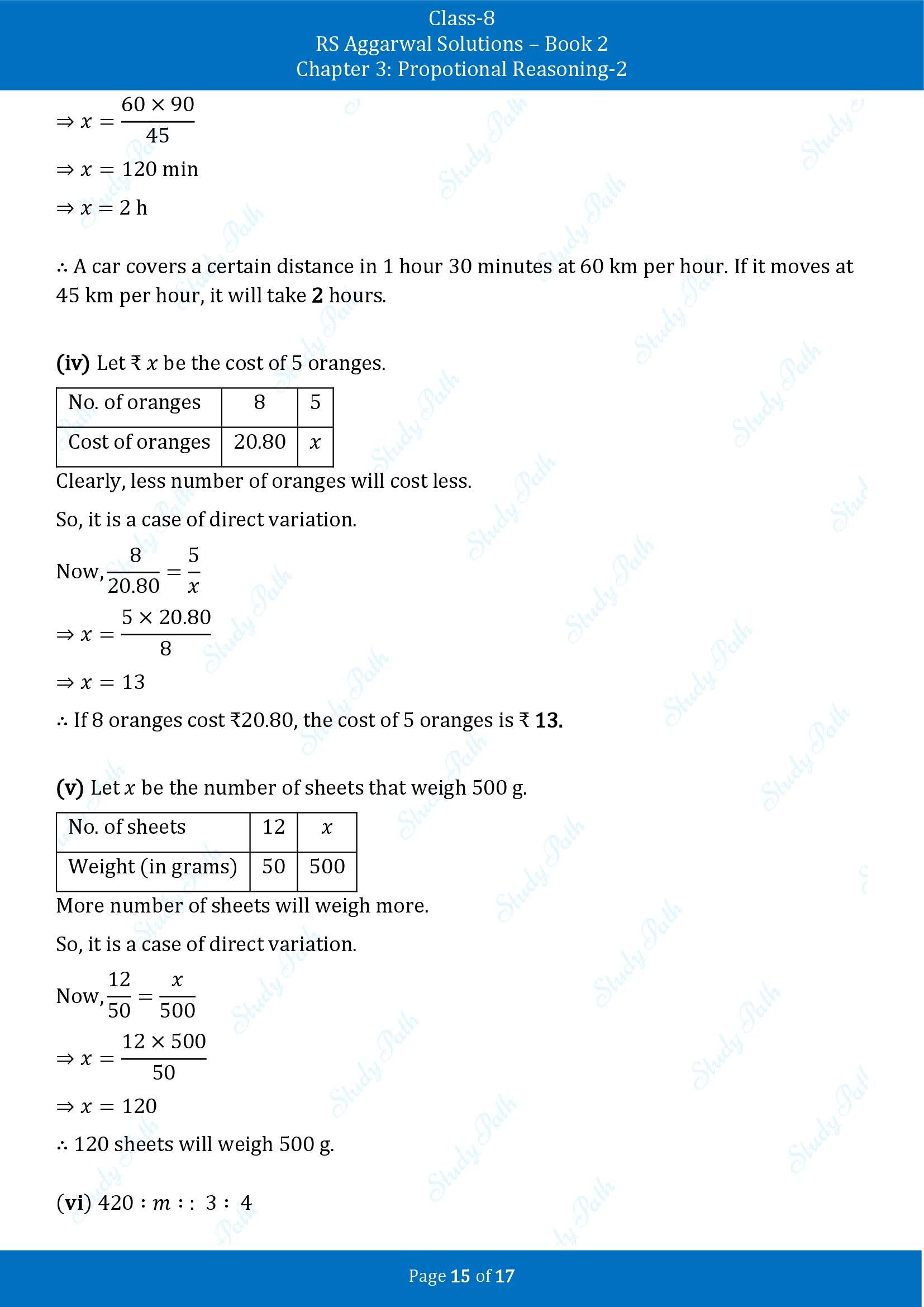 RS Aggarwal Solutions Class 8 Book 2 Chapter 3 Proportional Reasoning 2 Test Paper 00015