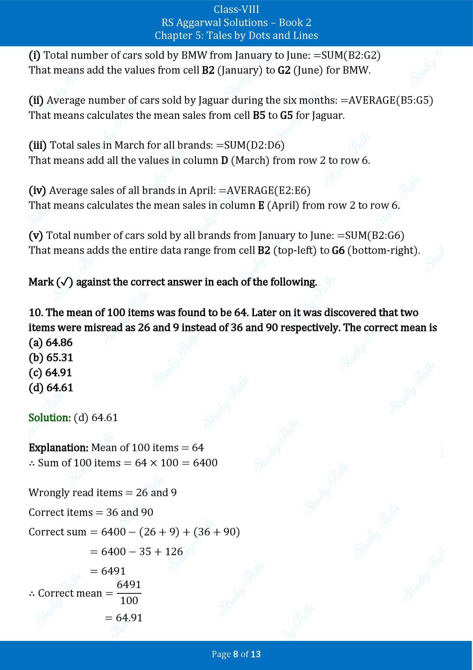 RS Aggarwal Solutions Class 8 Book 2 Chapter 5 Tales by Dots and Lines Test Paper 00008