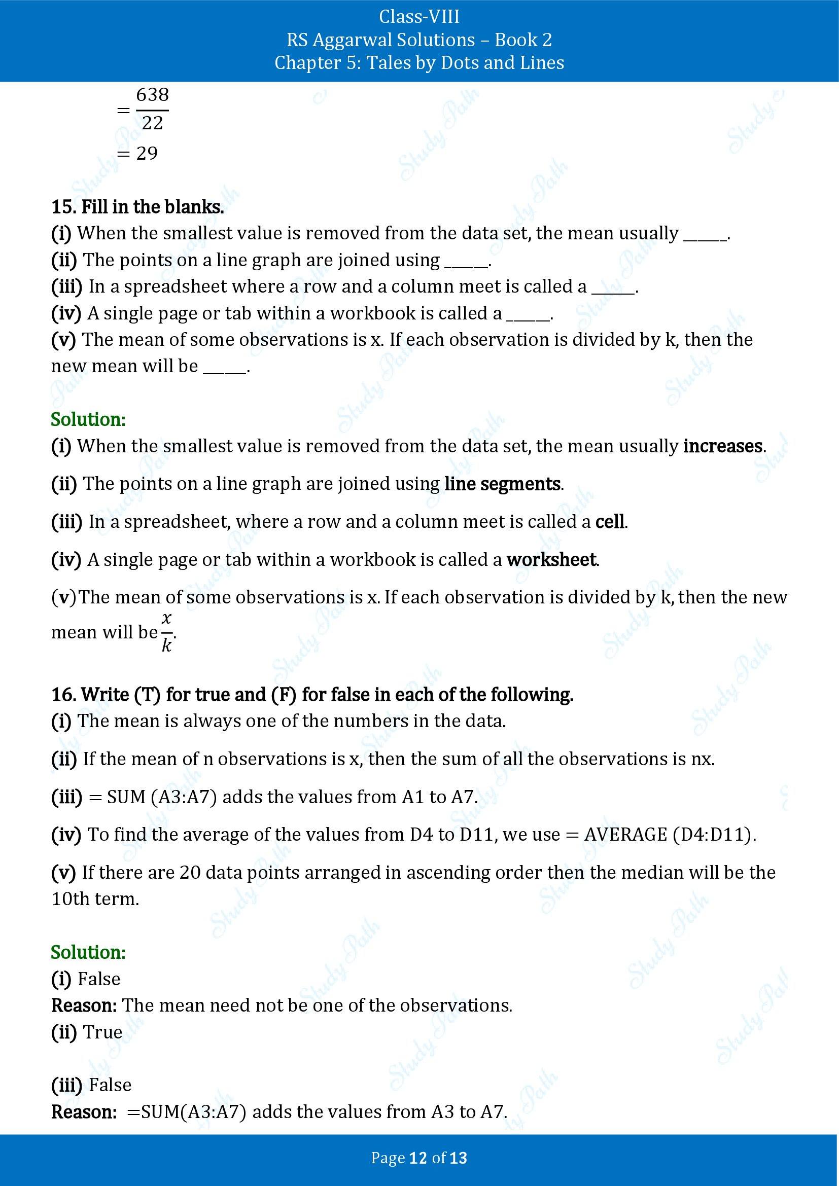 RS Aggarwal Solutions Class 8 Book 2 Chapter 5 Tales by Dots and Lines Test Paper 00012