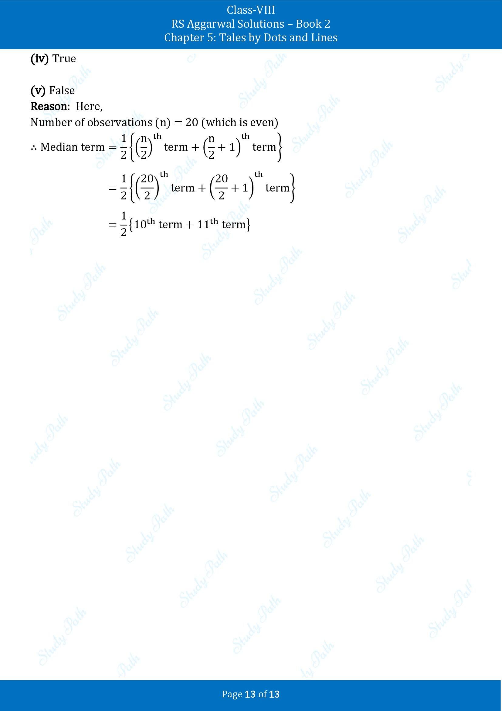 RS Aggarwal Solutions Class 8 Book 2 Chapter 5 Tales by Dots and Lines Test Paper 00013