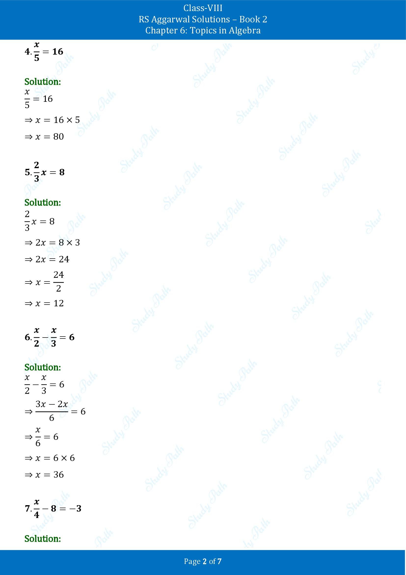RS Aggarwal Solutions Class 8 Book 2 Chapter 6 Topics in Algebra Exercise 6A 00002