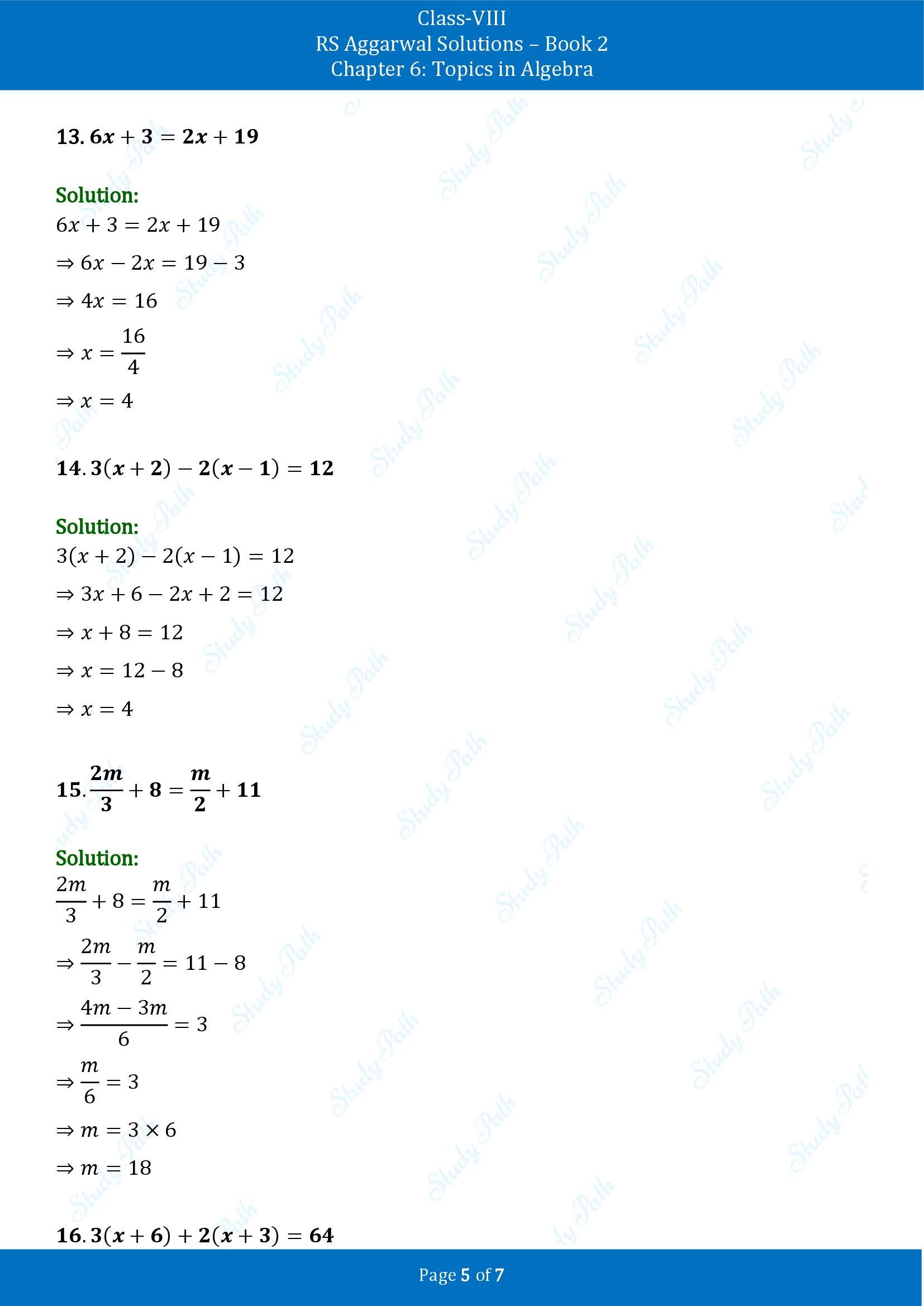 RS Aggarwal Solutions Class 8 Book 2 Chapter 6 Topics in Algebra Exercise 6A 00005