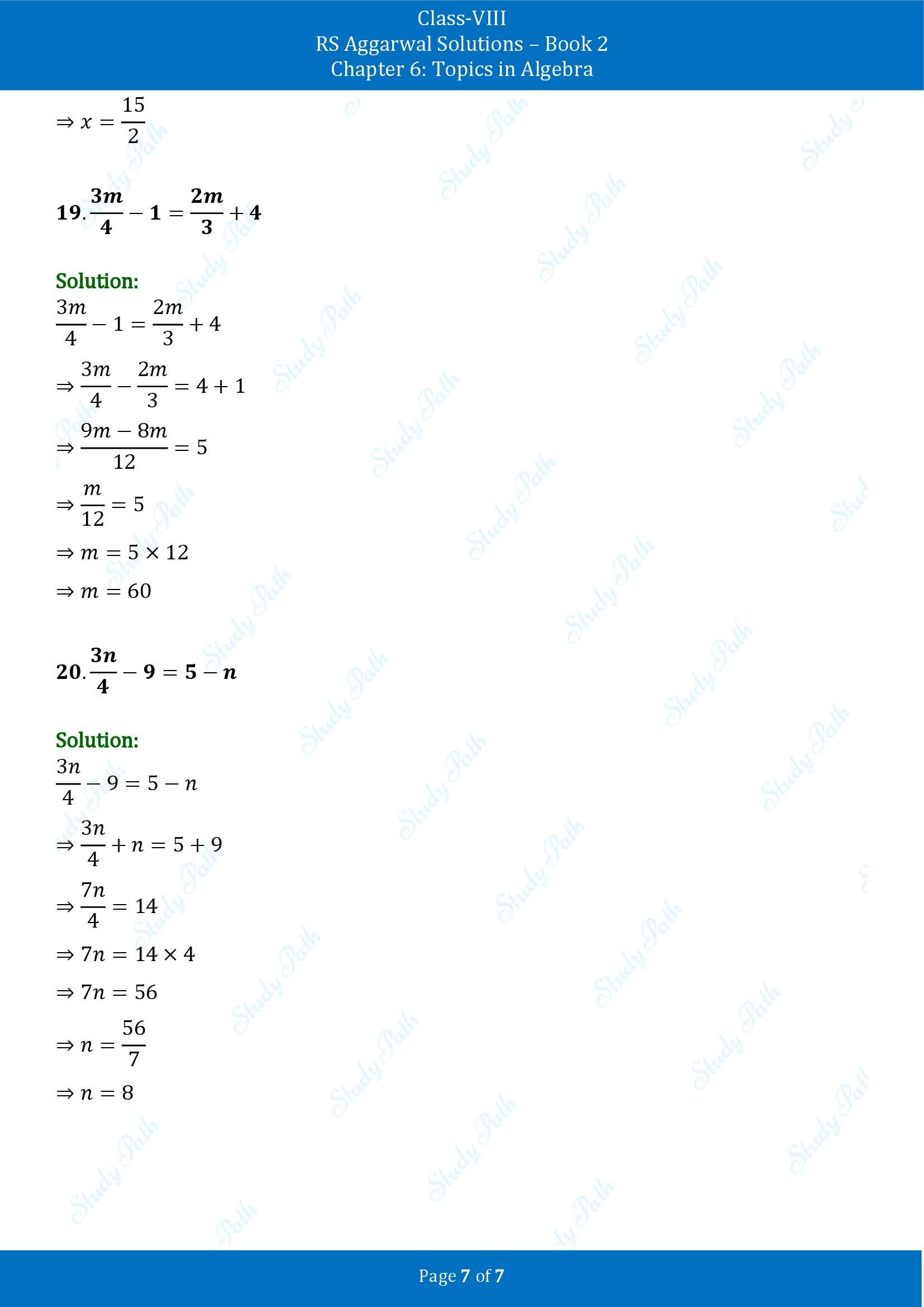 RS Aggarwal Solutions Class 8 Book 2 Chapter 6 Topics in Algebra Exercise 6A 00007