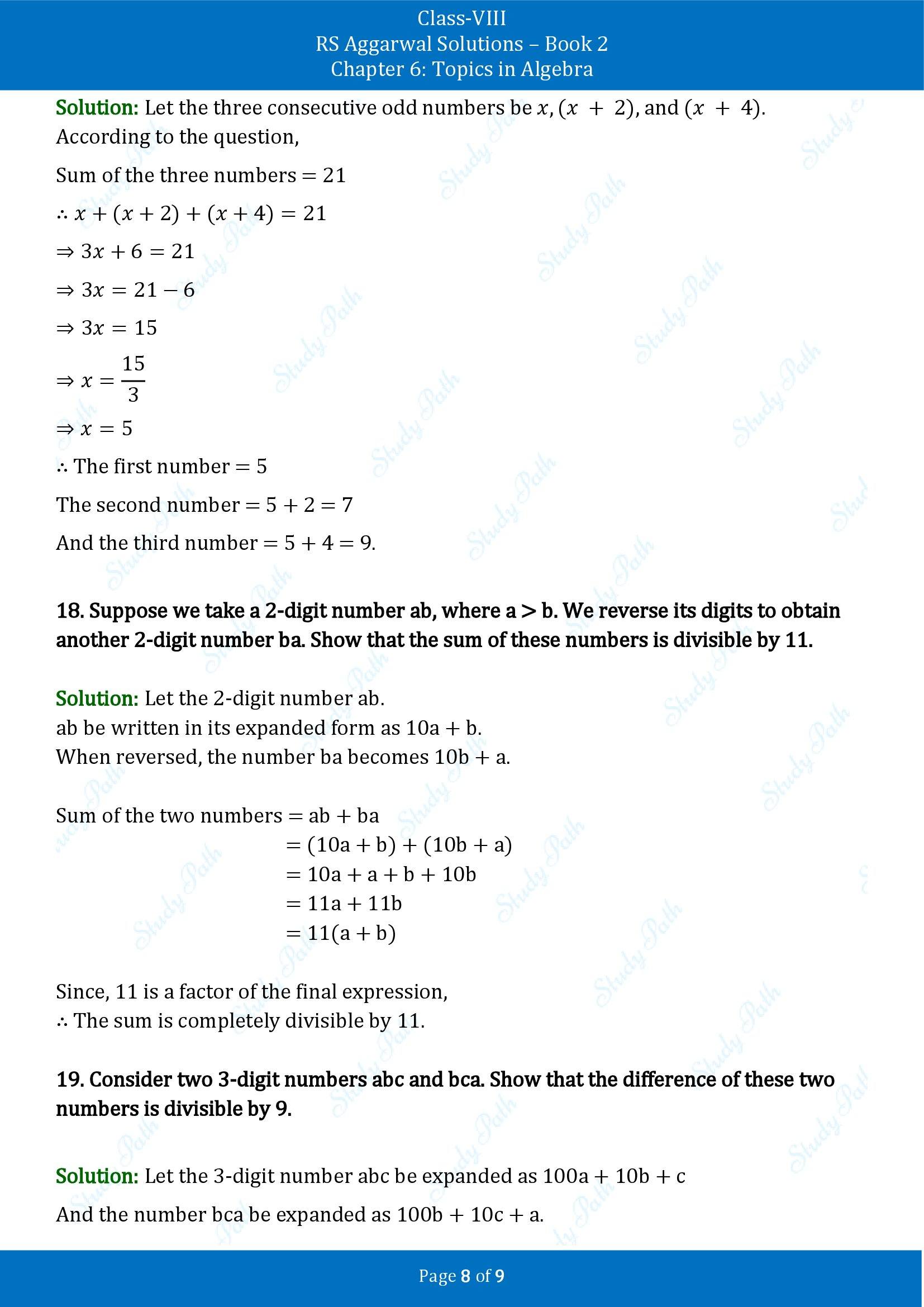RS Aggarwal Solutions Class 8 Book 2 Chapter 6 Topics in Algebra Exercise 6B 00008