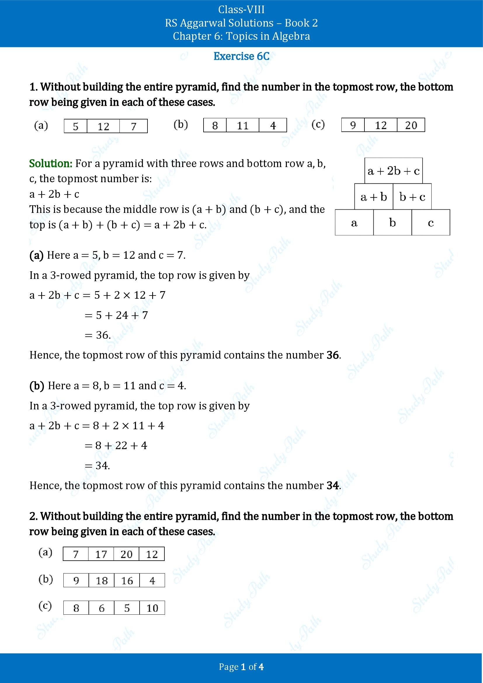 RS Aggarwal Solutions Class 8 Book 2 Chapter 6 Topics in Algebra Exercise 6C 00001