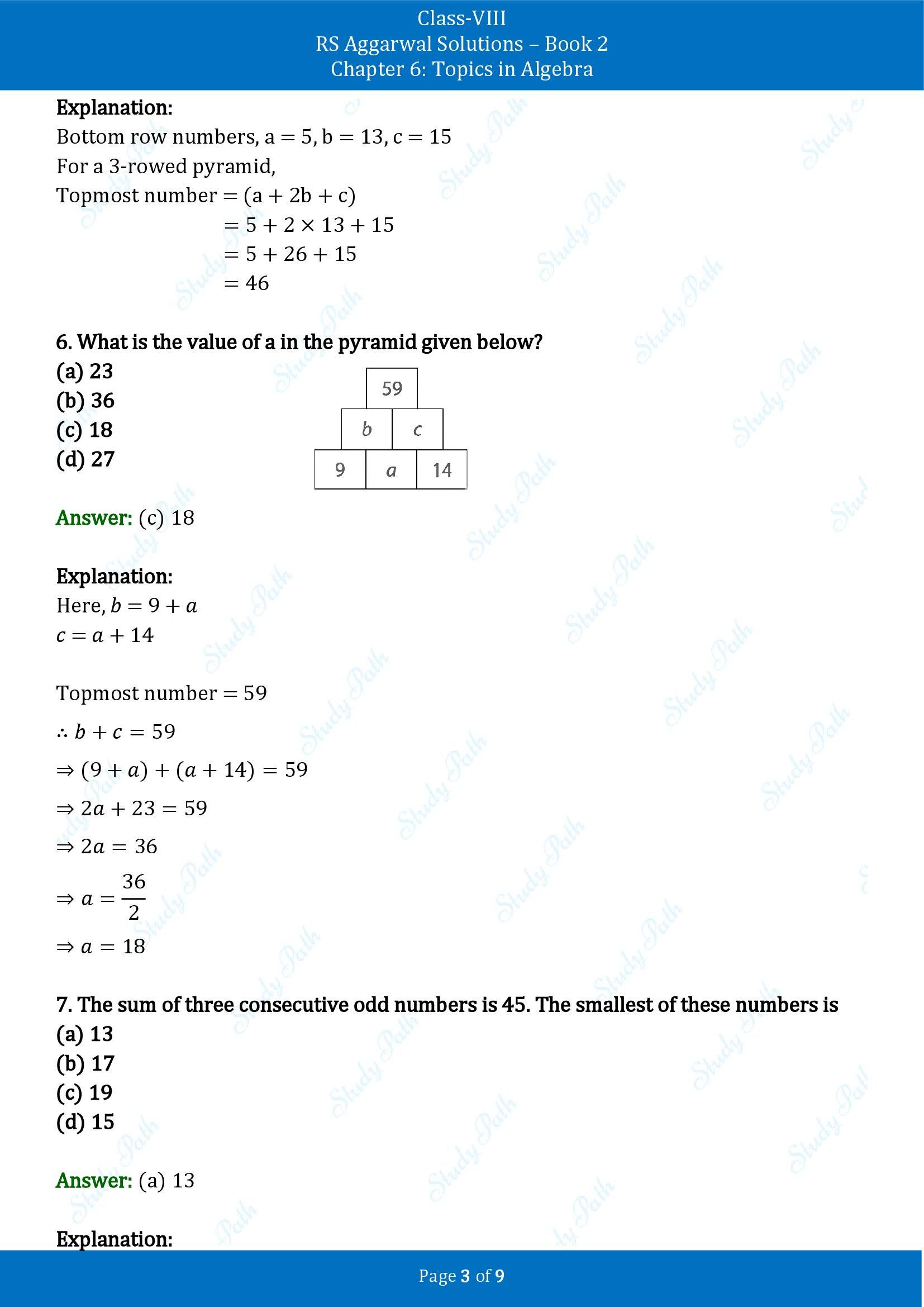 RS Aggarwal Solutions Class 8 Book 2 Chapter 6 Topics in Algebra Exercise 6D 00003