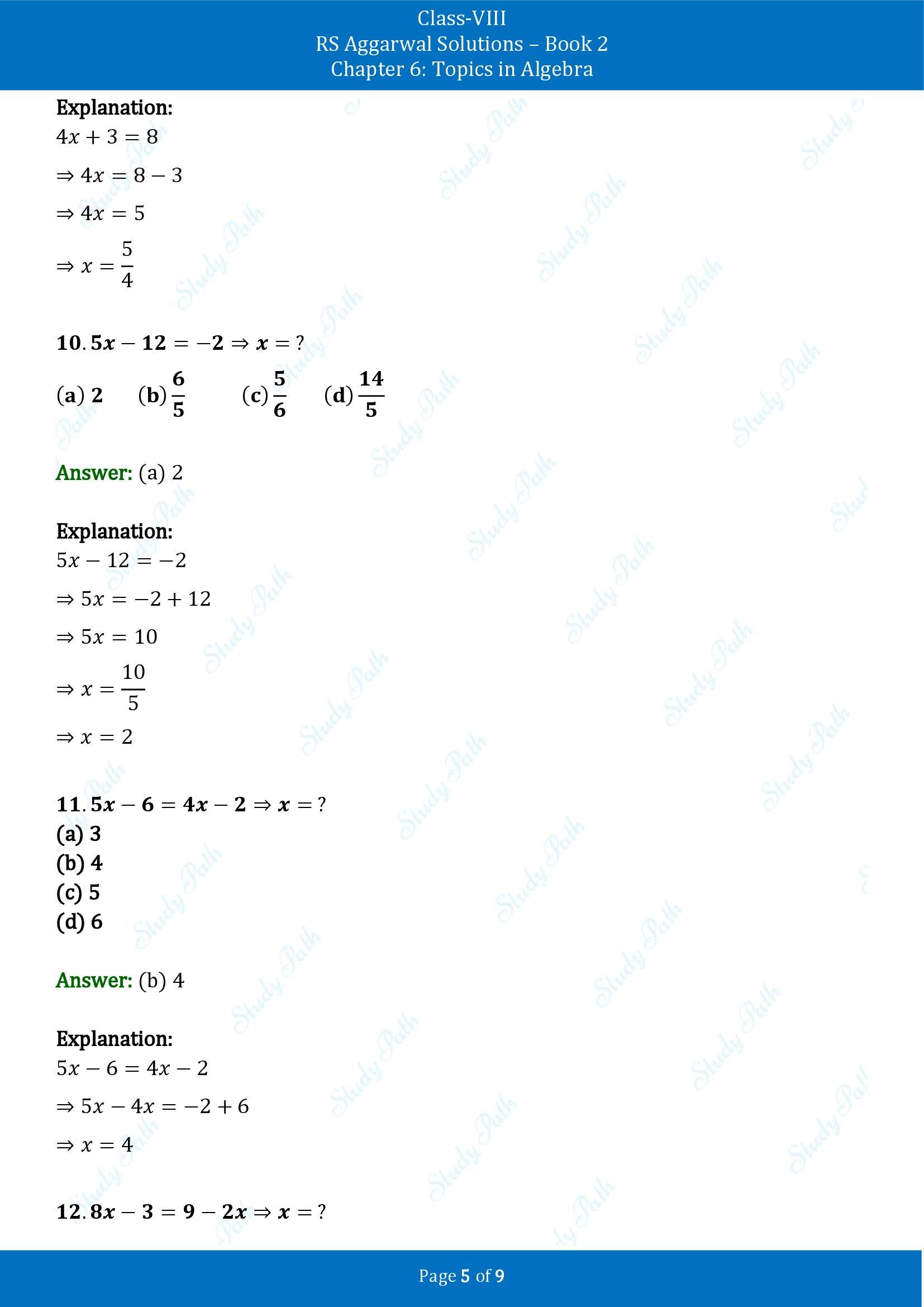 RS Aggarwal Solutions Class 8 Book 2 Chapter 6 Topics in Algebra Exercise 6D 00005
