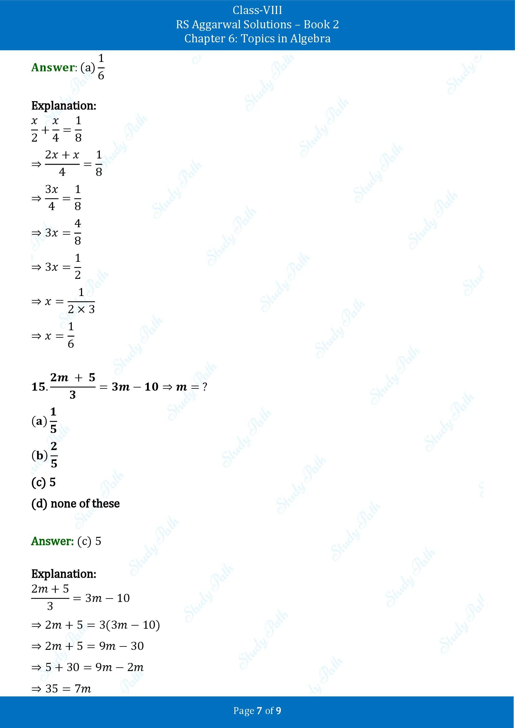 RS Aggarwal Solutions Class 8 Book 2 Chapter 6 Topics in Algebra Exercise 6D 00007