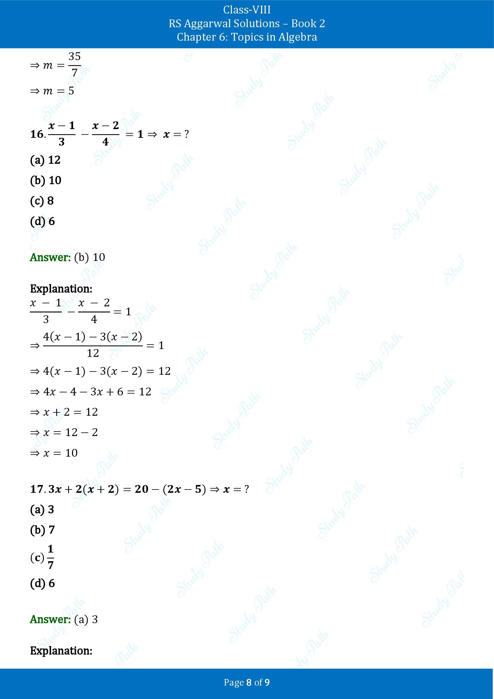RS Aggarwal Solutions Class 8 Book 2 Chapter 6 Topics in Algebra Exercise 6D 00008