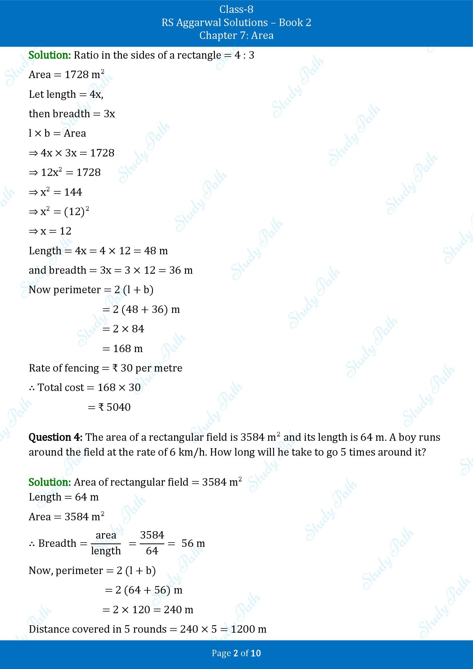 RS Aggarwal Solutions Class 8 Book 2 Chapter 7 Area Exercise 7A 00002