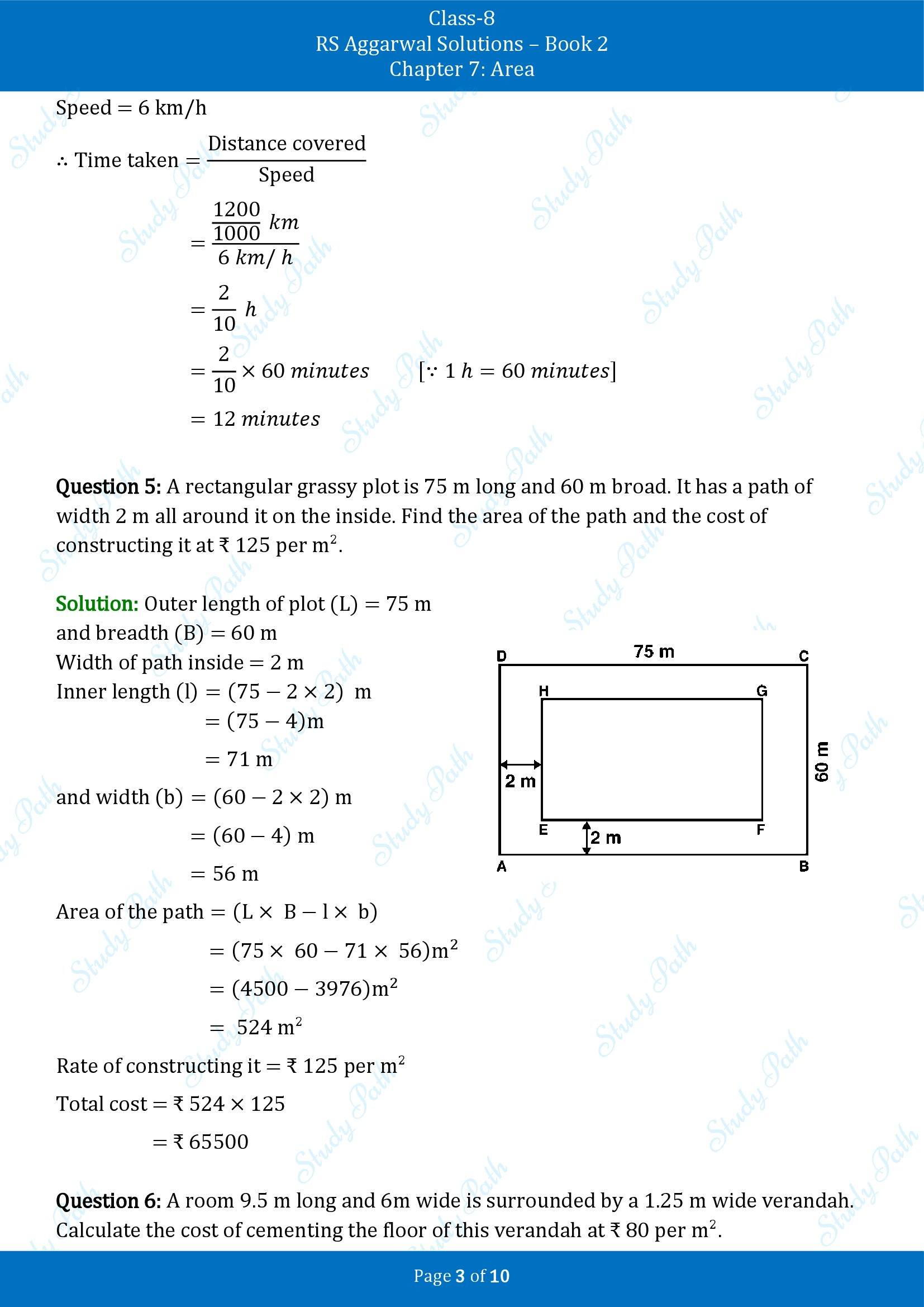 RS Aggarwal Solutions Class 8 Book 2 Chapter 7 Area Exercise 7A 00003