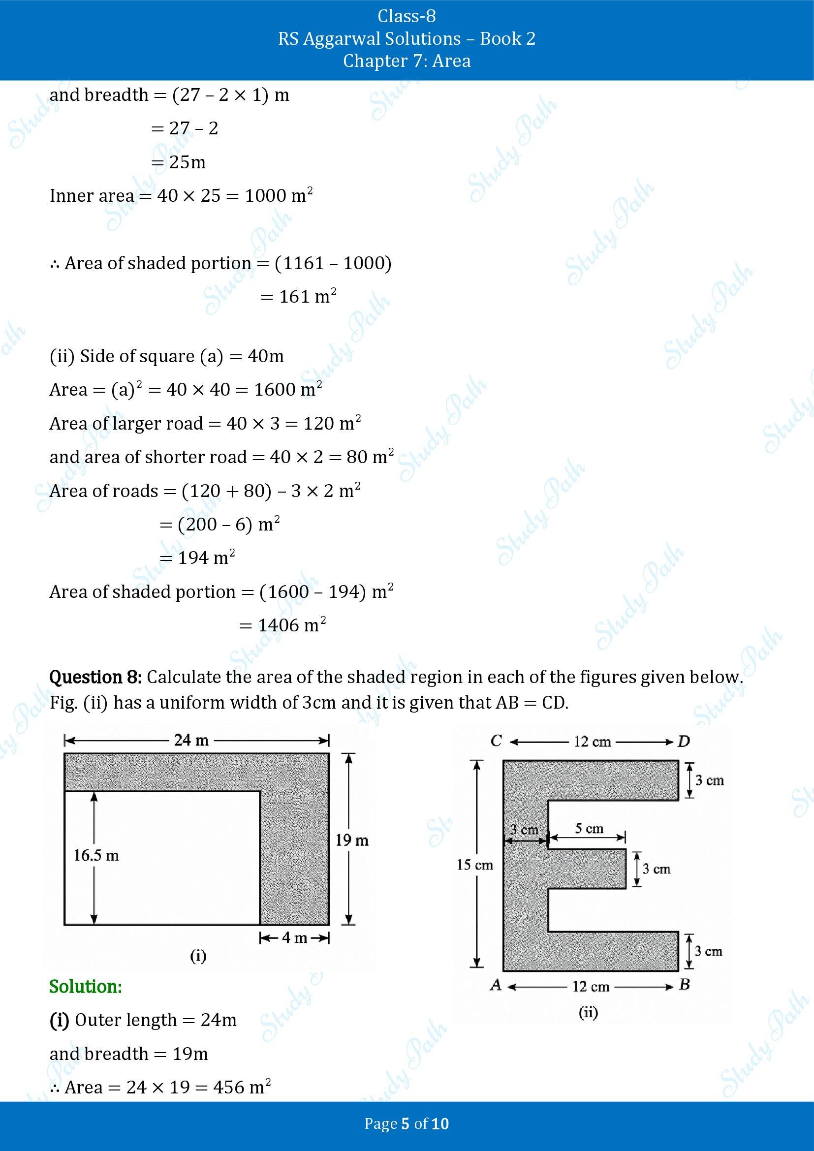 RS Aggarwal Solutions Class 8 Book 2 Chapter 7 Area Exercise 7A 00005
