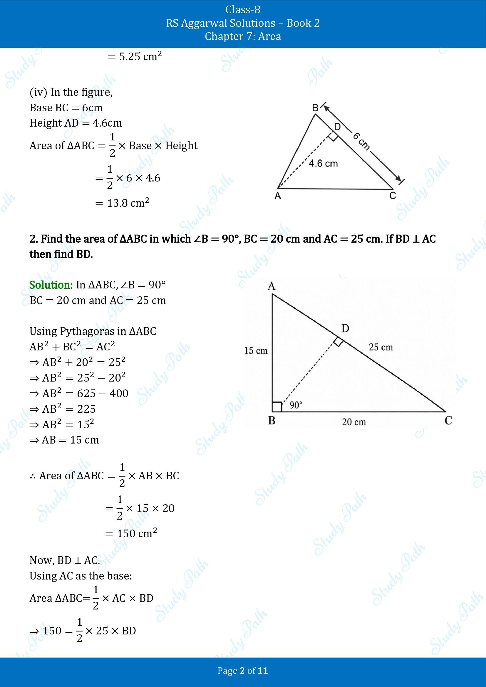 RS Aggarwal Solutions Class 8 Book 2 Chapter 7 Area Exercise 7B 00002