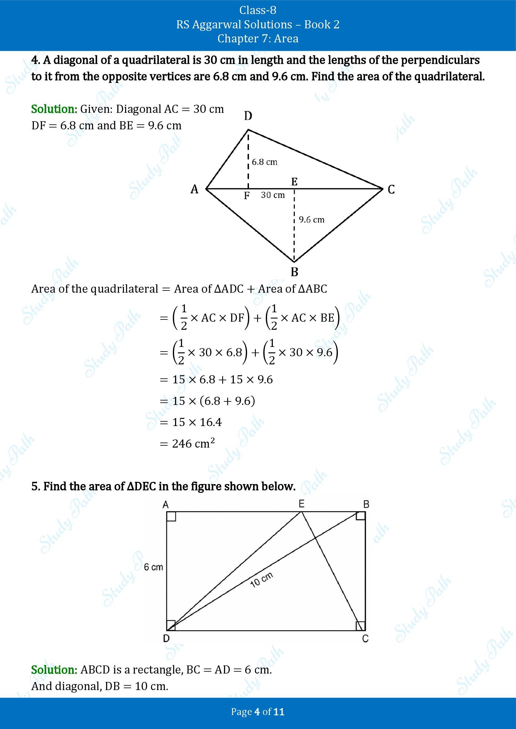 RS Aggarwal Solutions Class 8 Book 2 Chapter 7 Area Exercise 7B 00004