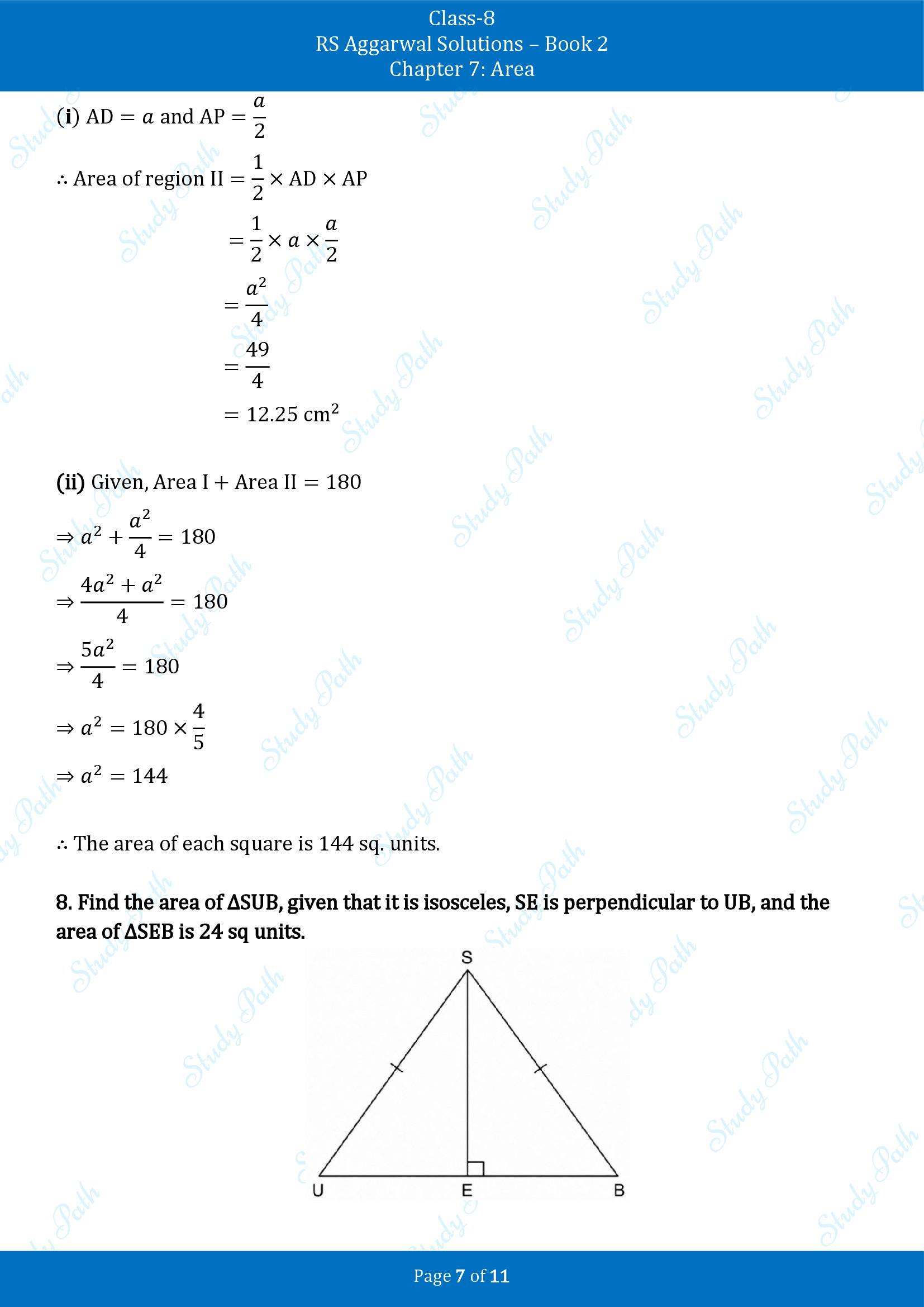 RS Aggarwal Solutions Class 8 Book 2 Chapter 7 Area Exercise 7B 00007