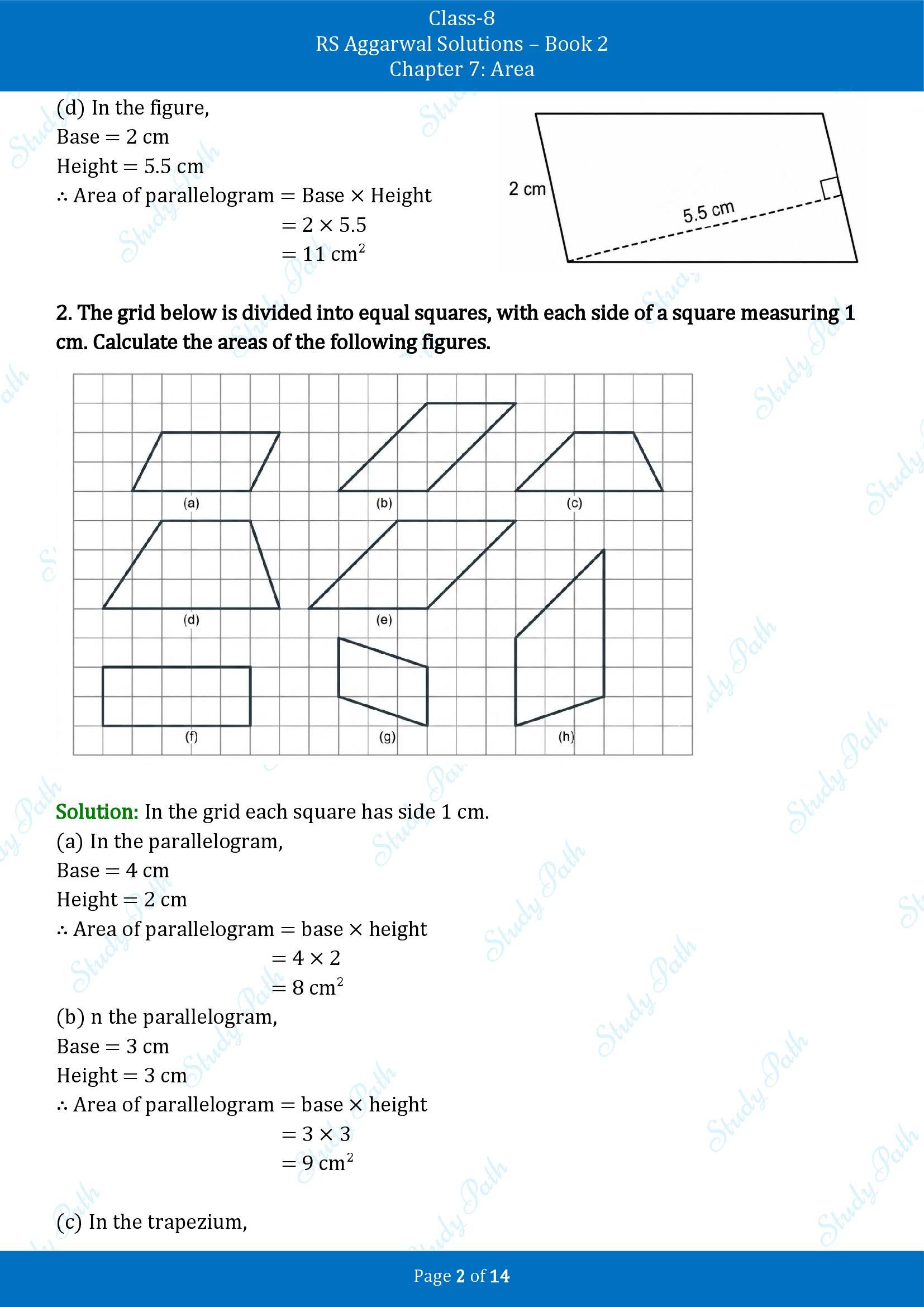 RS Aggarwal Solutions Class 8 Book 2 Chapter 7 Area Exercise 7C 00002