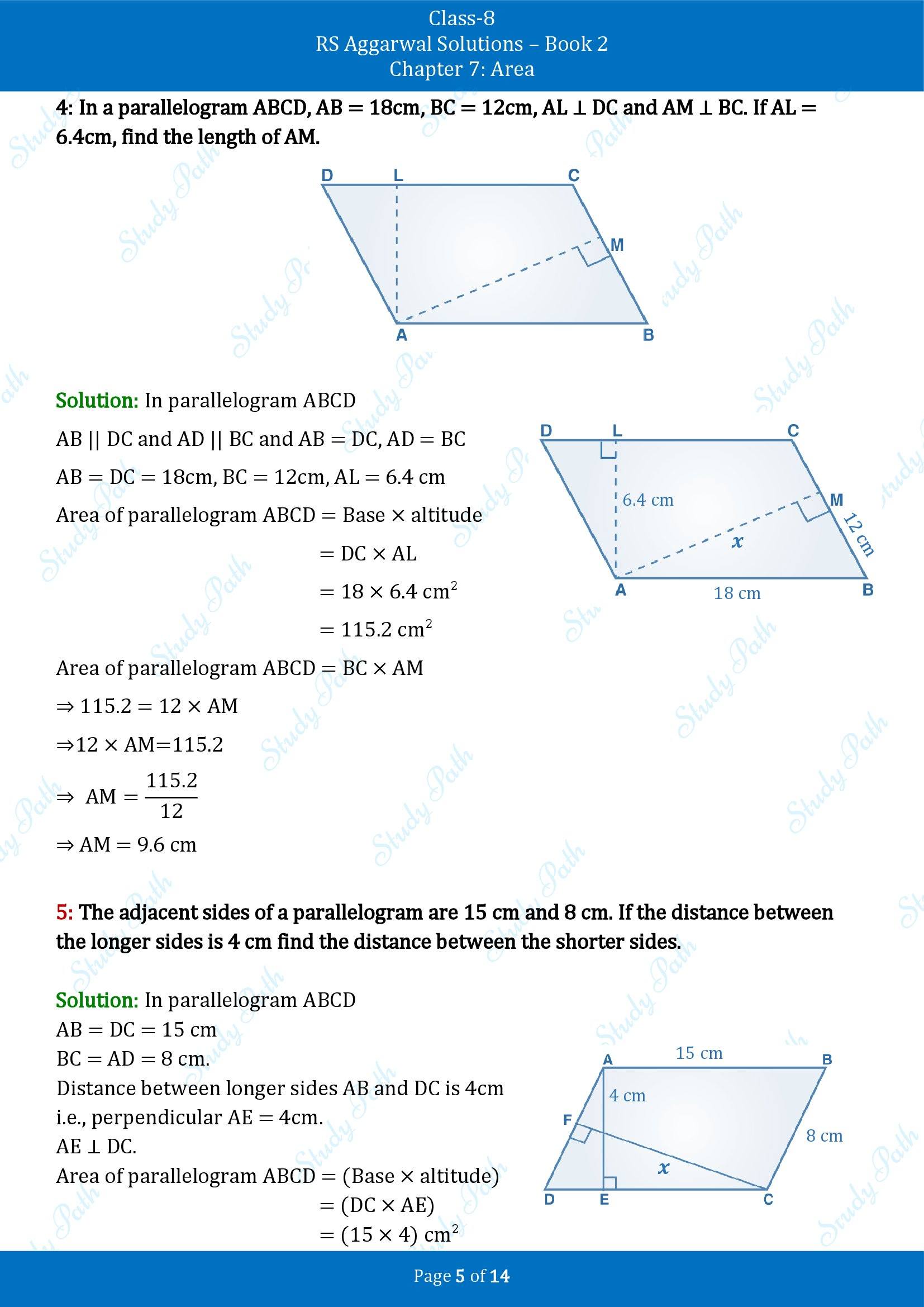RS Aggarwal Solutions Class 8 Book 2 Chapter 7 Area Exercise 7C 00005