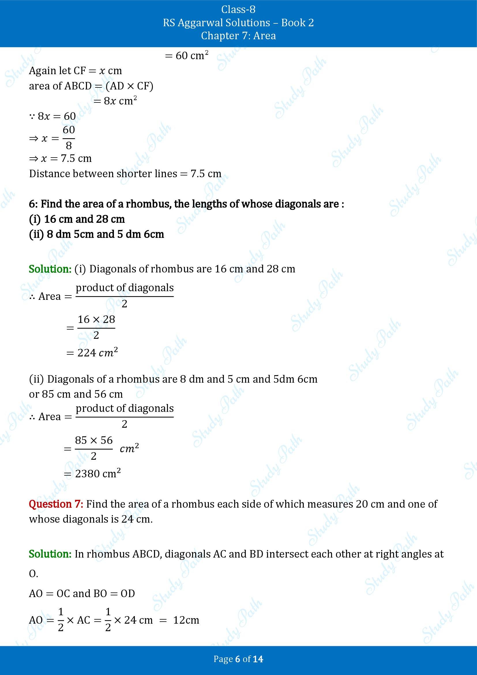 RS Aggarwal Solutions Class 8 Book 2 Chapter 7 Area Exercise 7C 00006