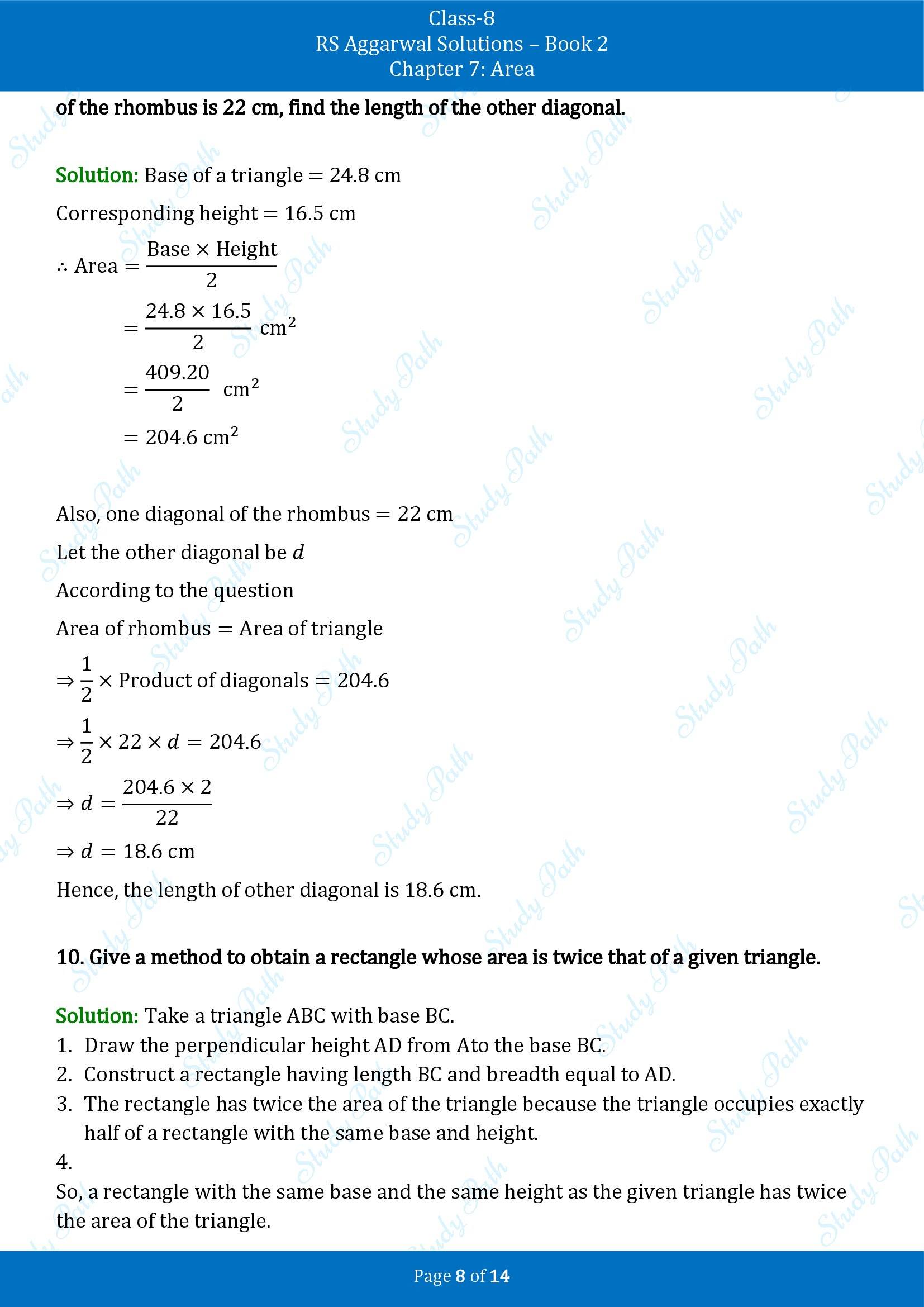 RS Aggarwal Solutions Class 8 Book 2 Chapter 7 Area Exercise 7C 00008