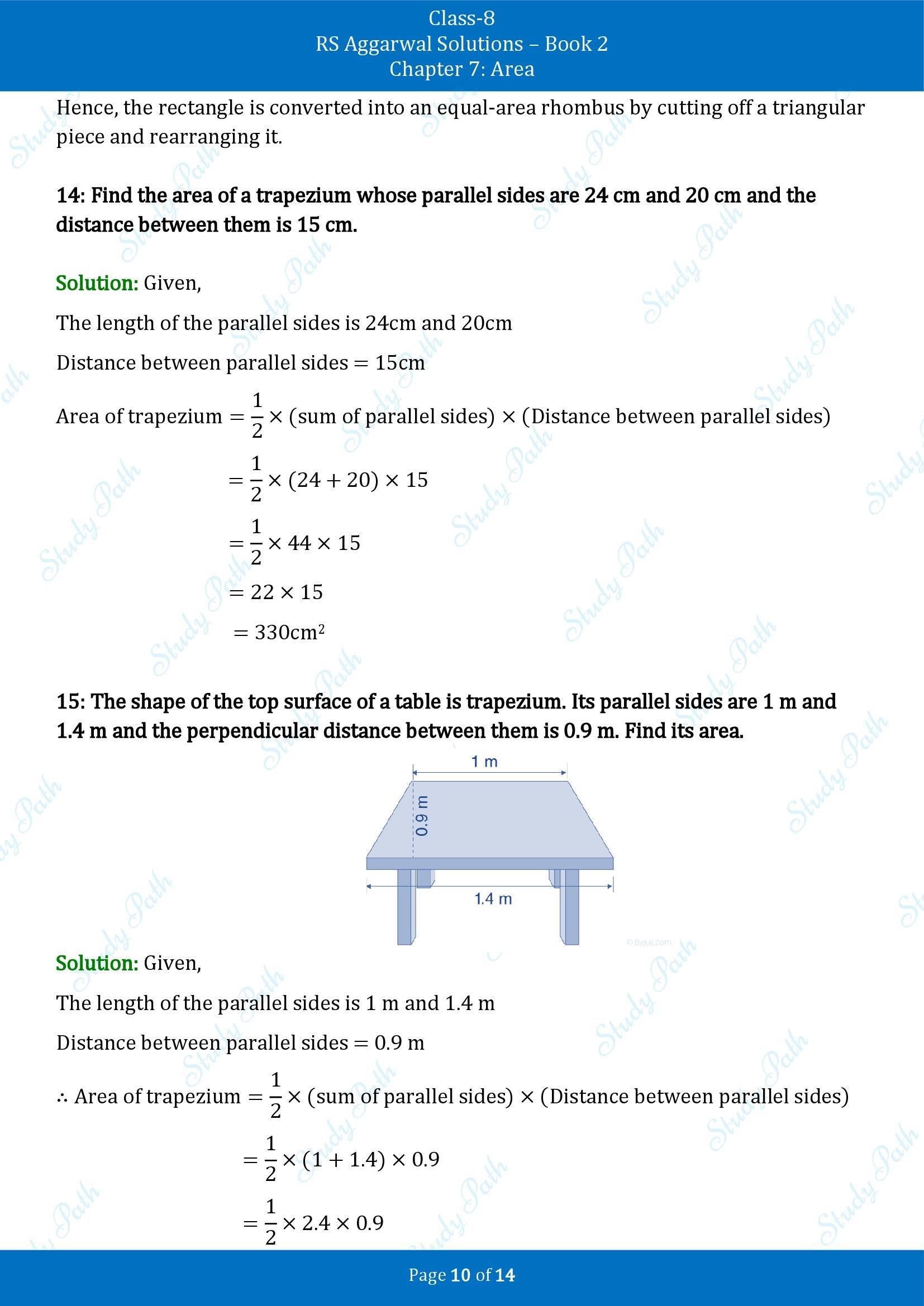 RS Aggarwal Solutions Class 8 Book 2 Chapter 7 Area Exercise 7C 00010
