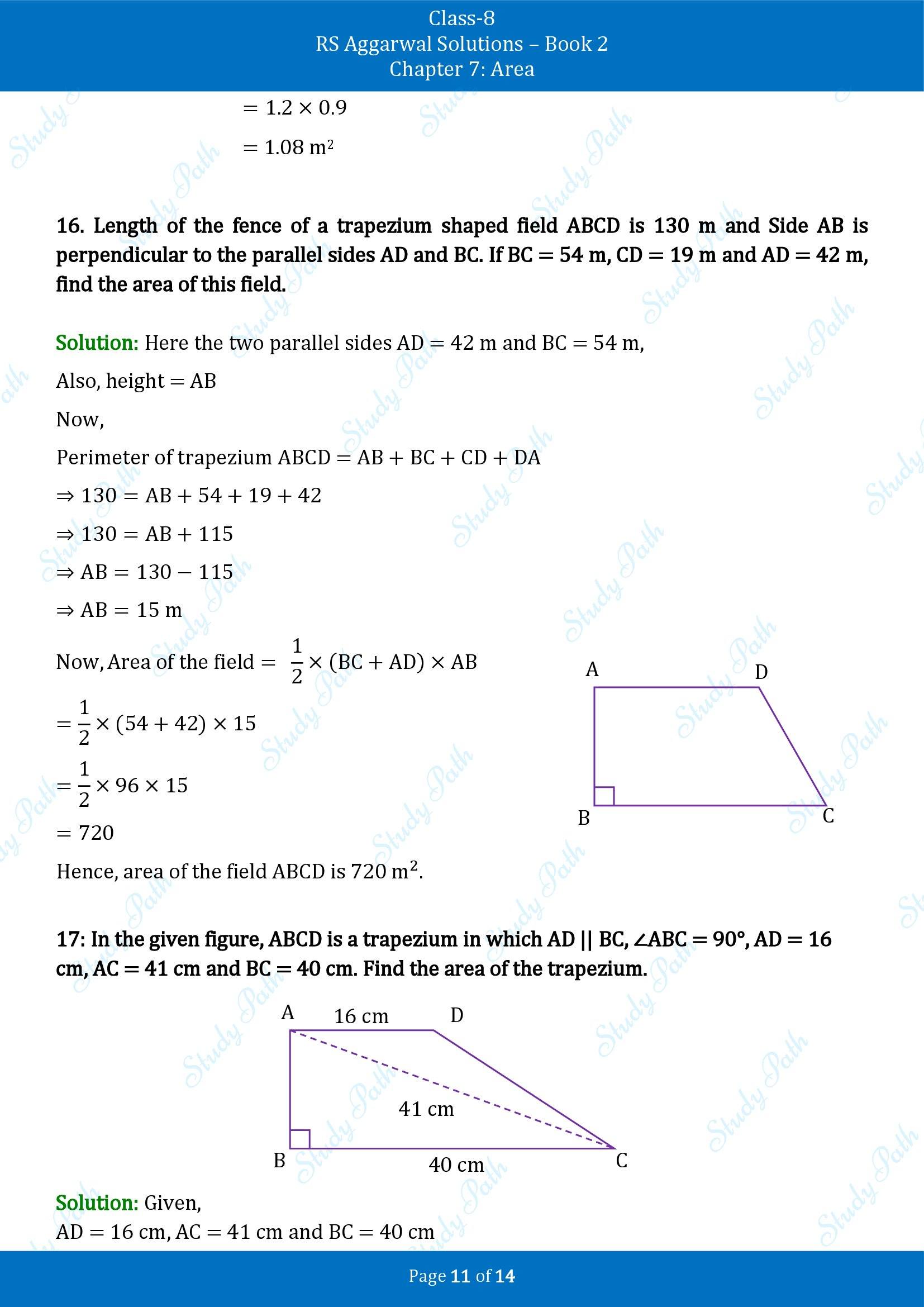 RS Aggarwal Solutions Class 8 Book 2 Chapter 7 Area Exercise 7C 00011