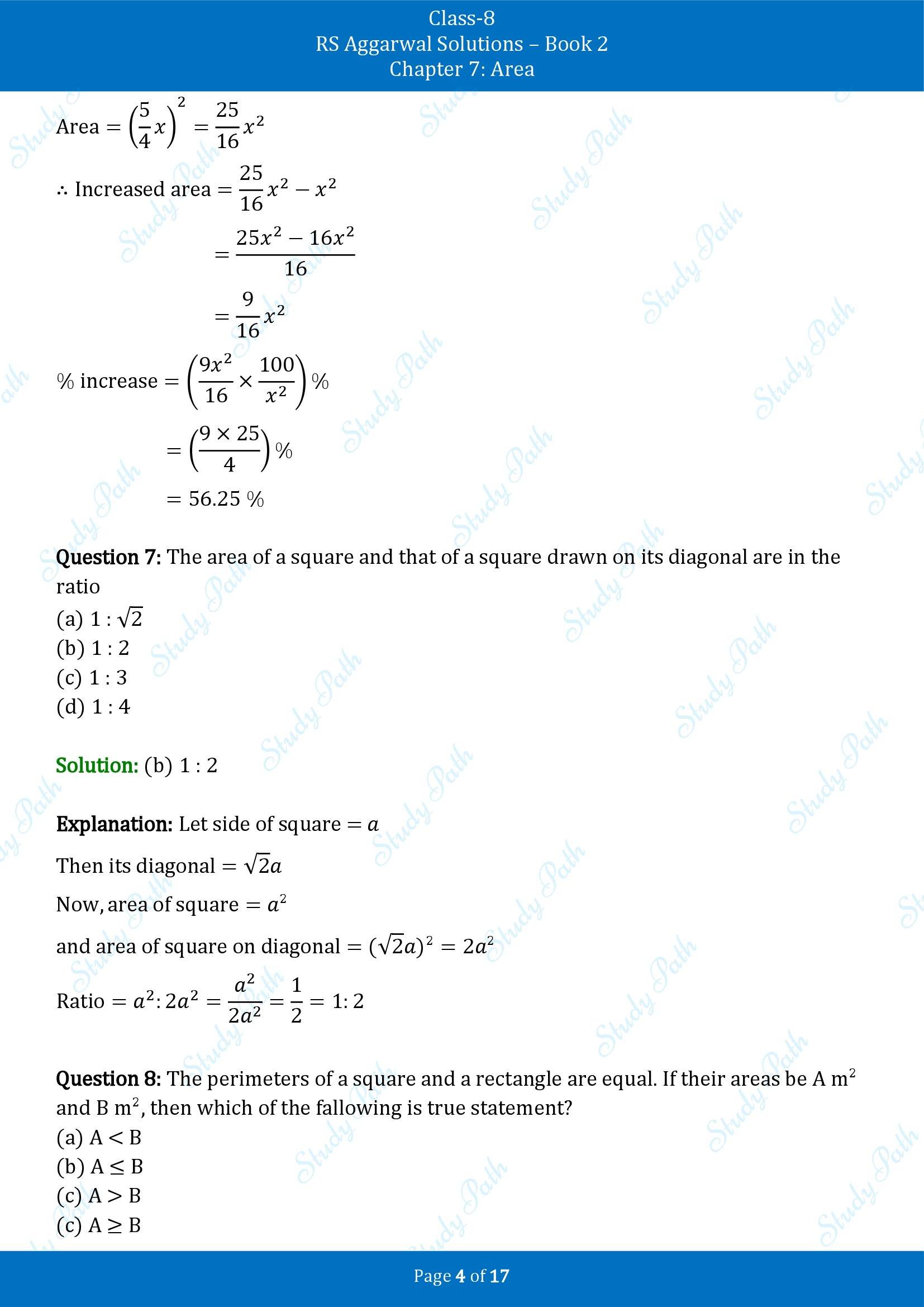 RS Aggarwal Solutions Class 8 Book 2 Chapter 7 Area Exercise 7D 00004