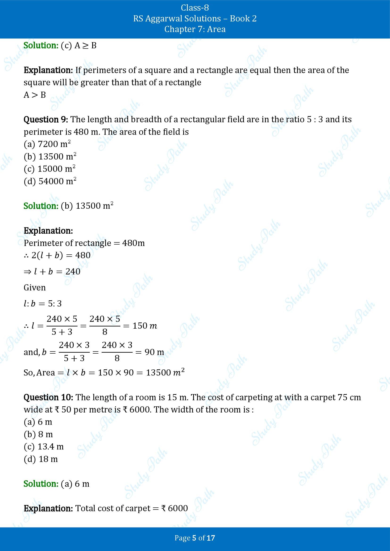 RS Aggarwal Solutions Class 8 Book 2 Chapter 7 Area Exercise 7D 00005