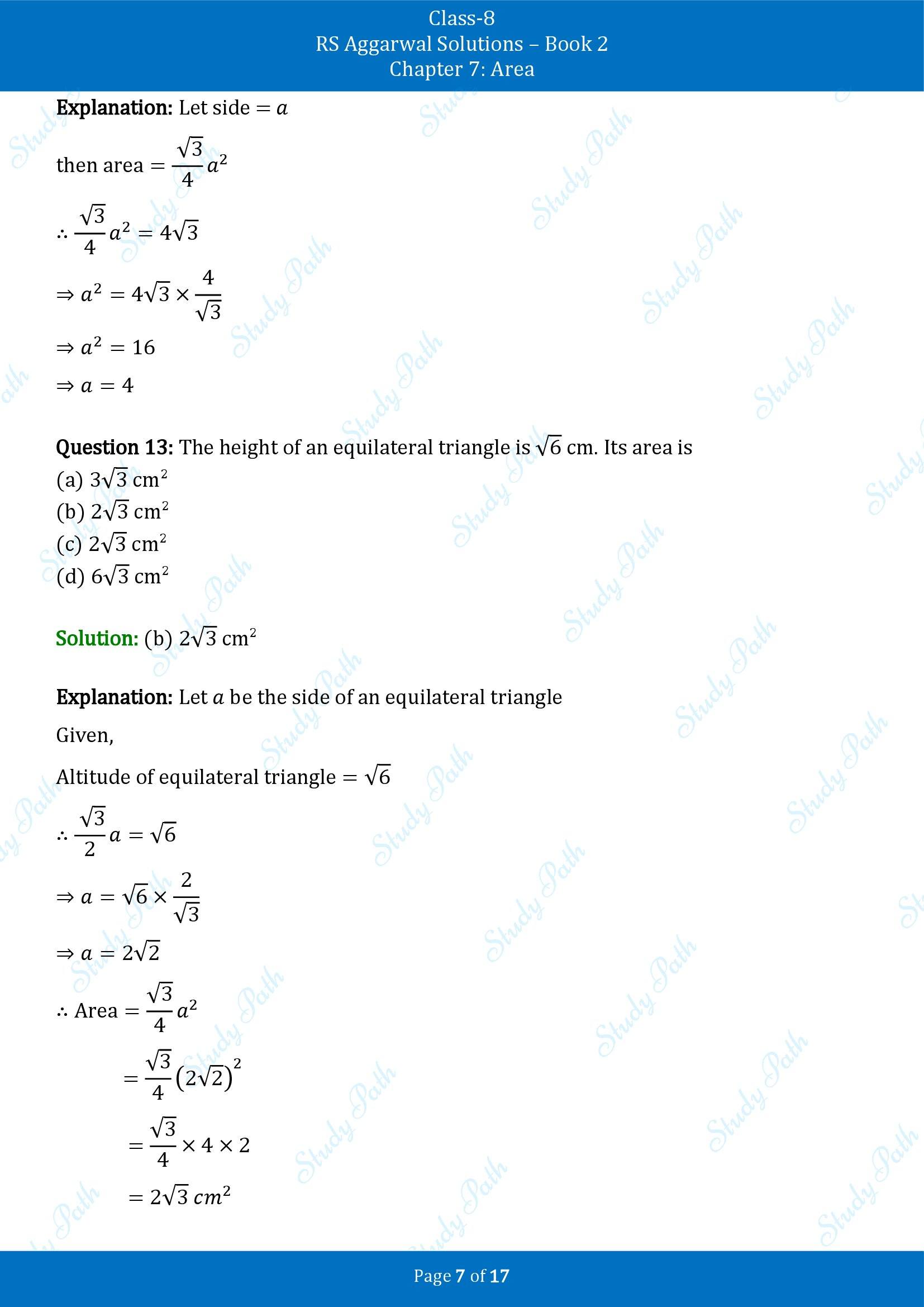 RS Aggarwal Solutions Class 8 Book 2 Chapter 7 Area Exercise 7D 00007