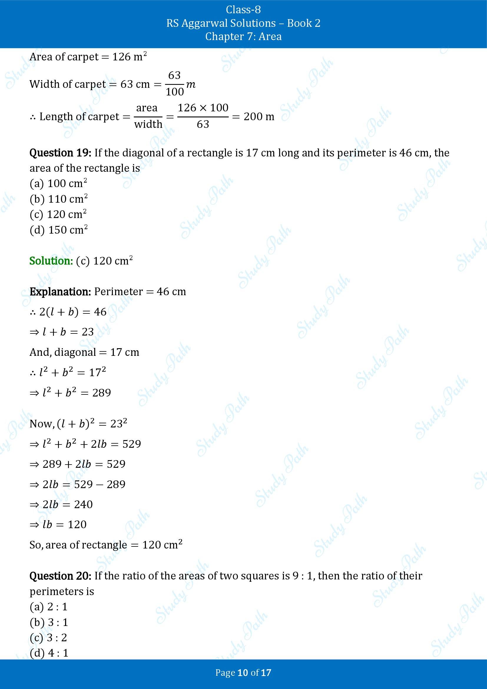 RS Aggarwal Solutions Class 8 Book 2 Chapter 7 Area Exercise 7D 00010