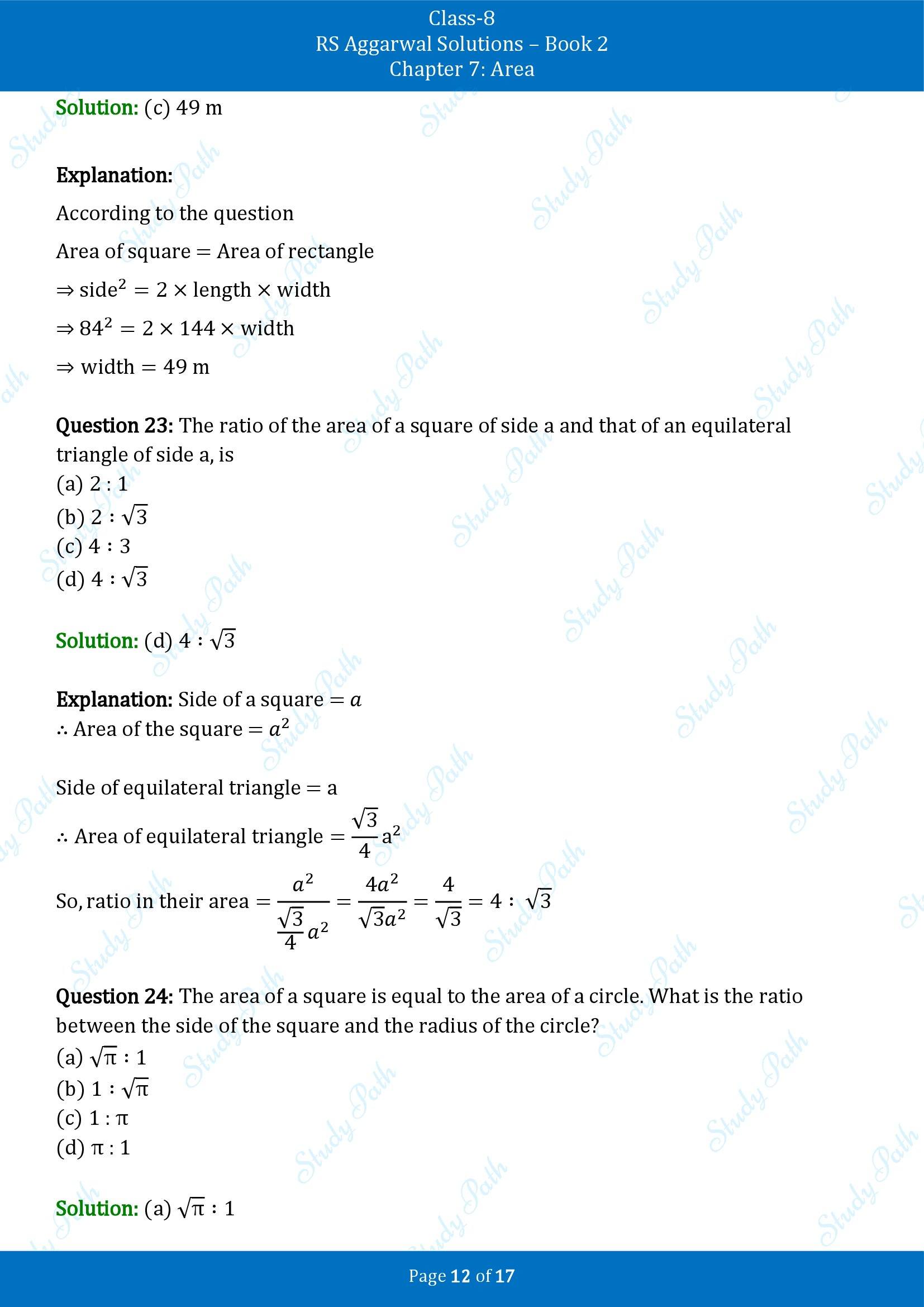 RS Aggarwal Solutions Class 8 Book 2 Chapter 7 Area Exercise 7D 00012