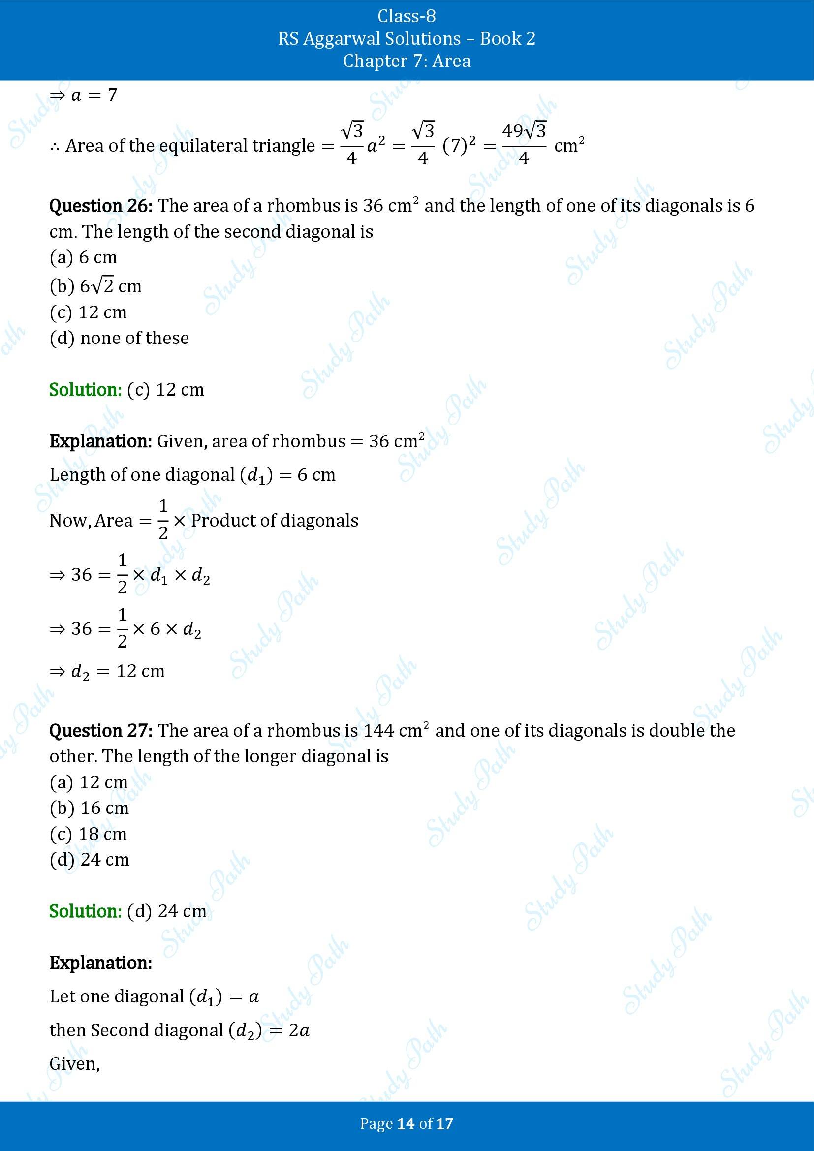RS Aggarwal Solutions Class 8 Book 2 Chapter 7 Area Exercise 7D 00014