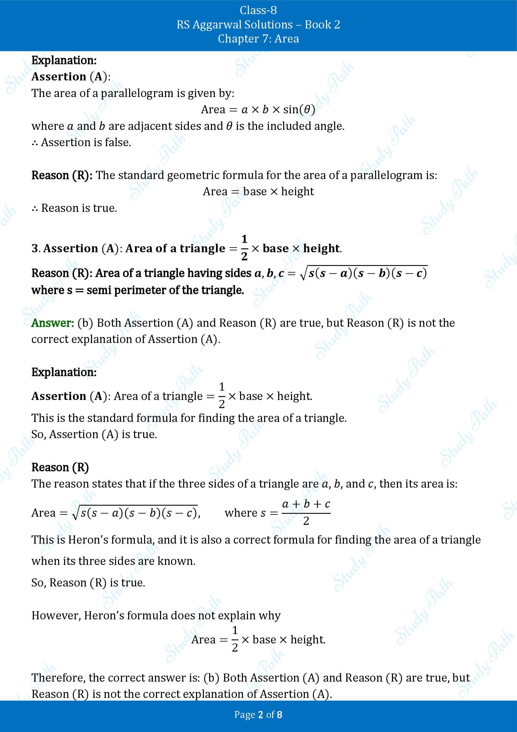 RS Aggarwal Solutions Class 8 Book 2 Chapter 7 Area Exercise 7E 00002