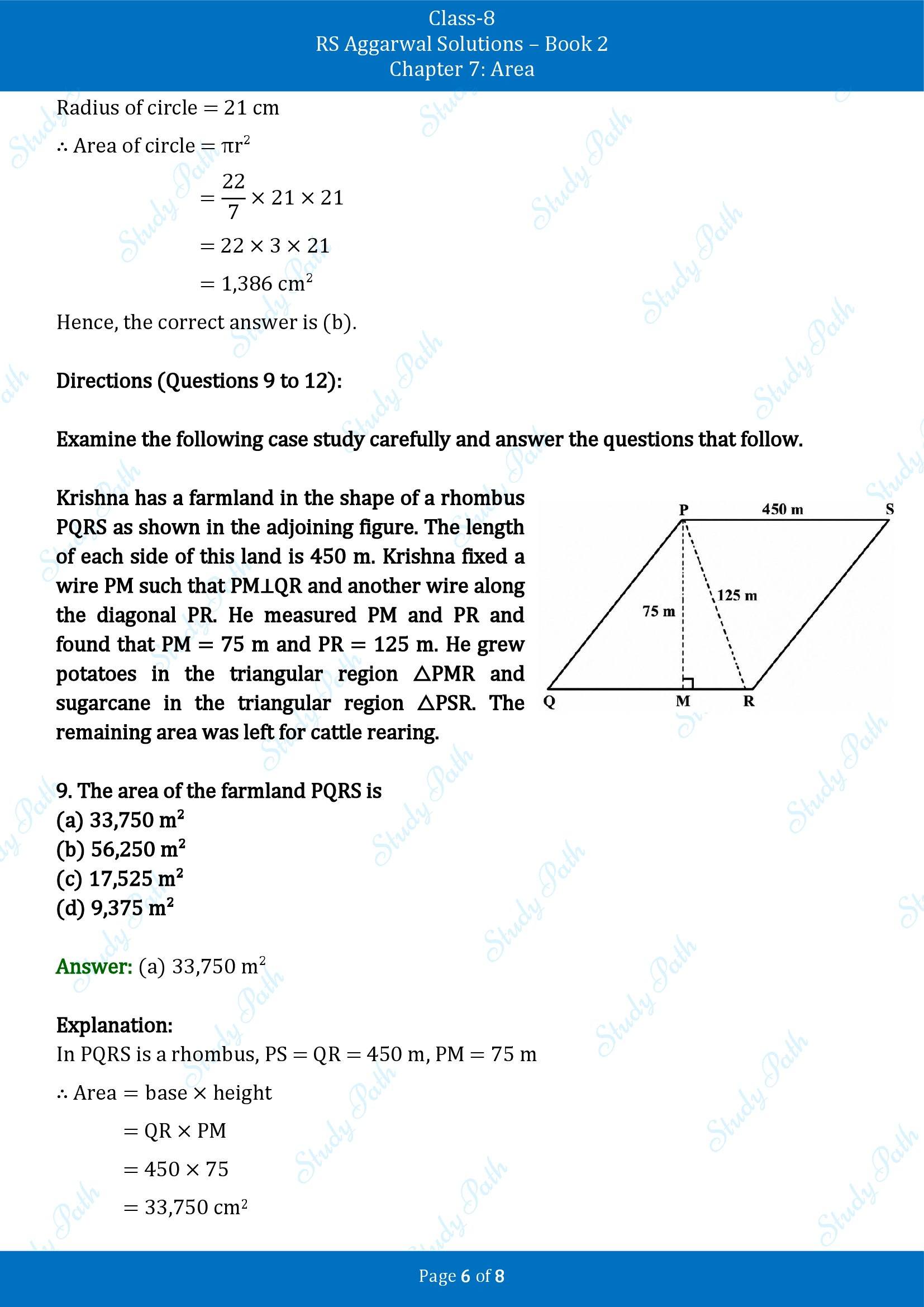 RS Aggarwal Solutions Class 8 Book 2 Chapter 7 Area Exercise 7E 00006