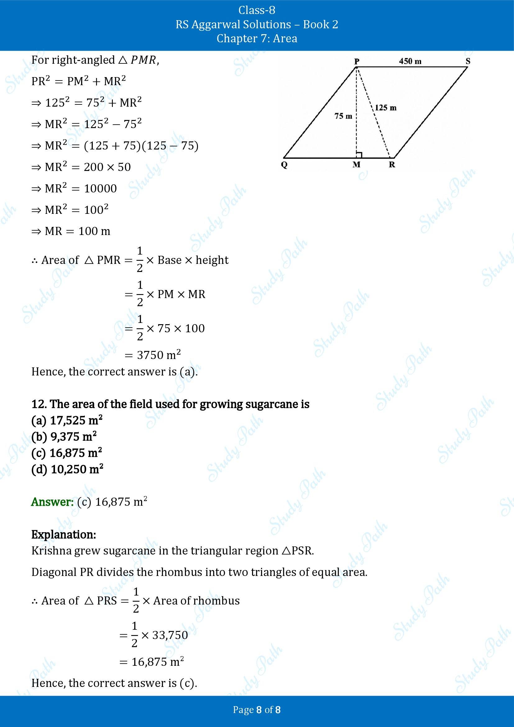 RS Aggarwal Solutions Class 8 Book 2 Chapter 7 Area Exercise 7E 00008