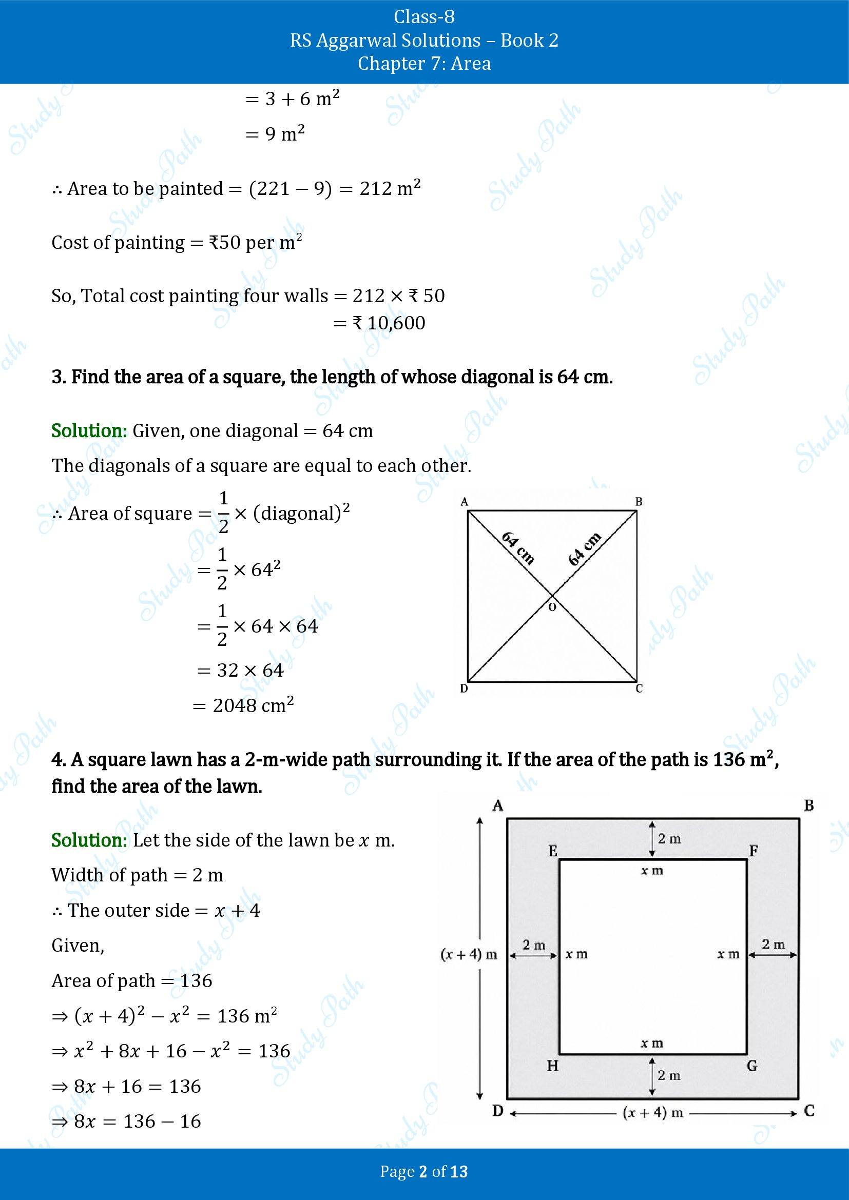 RS Aggarwal Solutions Class 8 Book 2 Chapter 7 Area Test Paper 7 00002