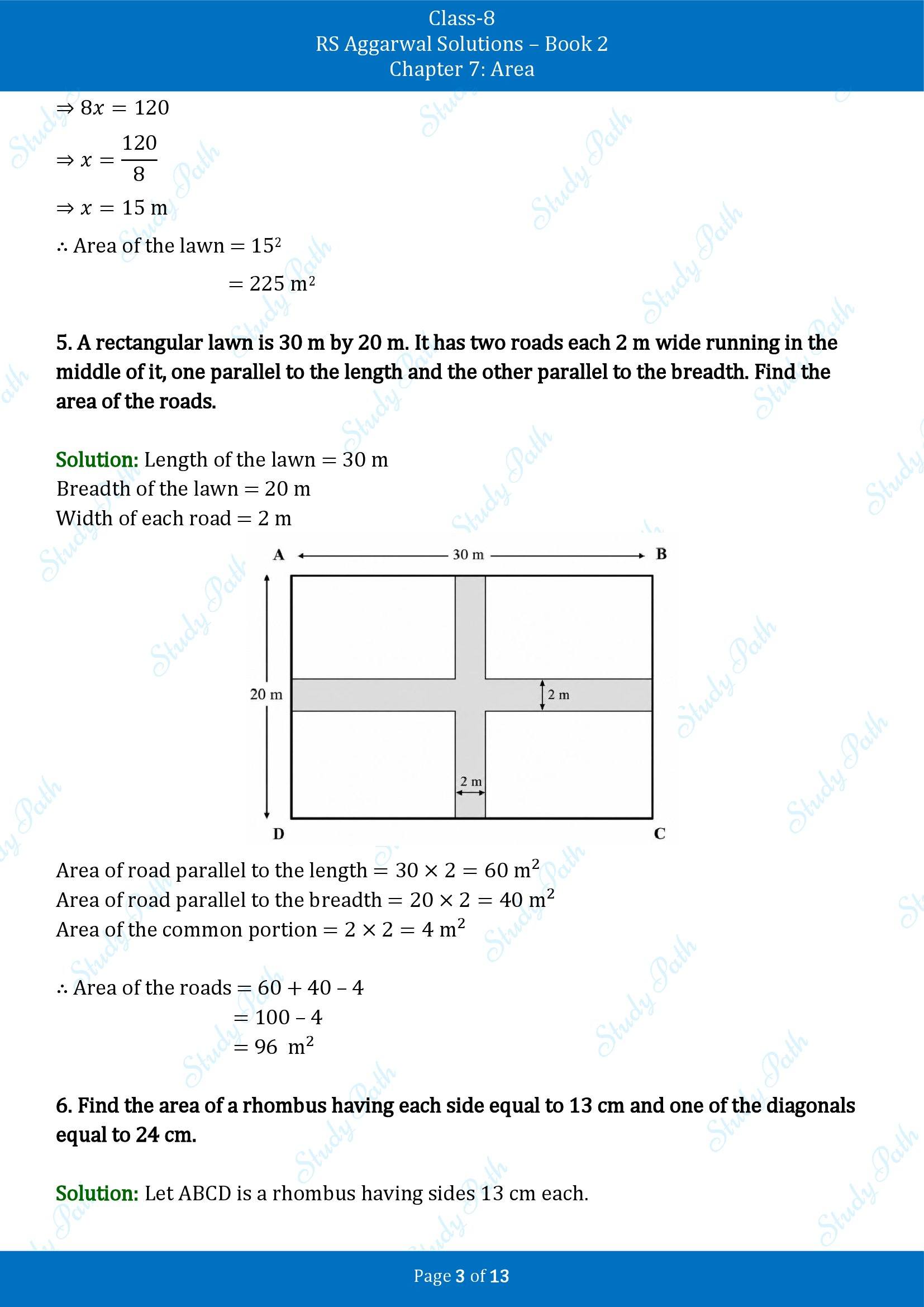RS Aggarwal Solutions Class 8 Book 2 Chapter 7 Area Test Paper 7 00003