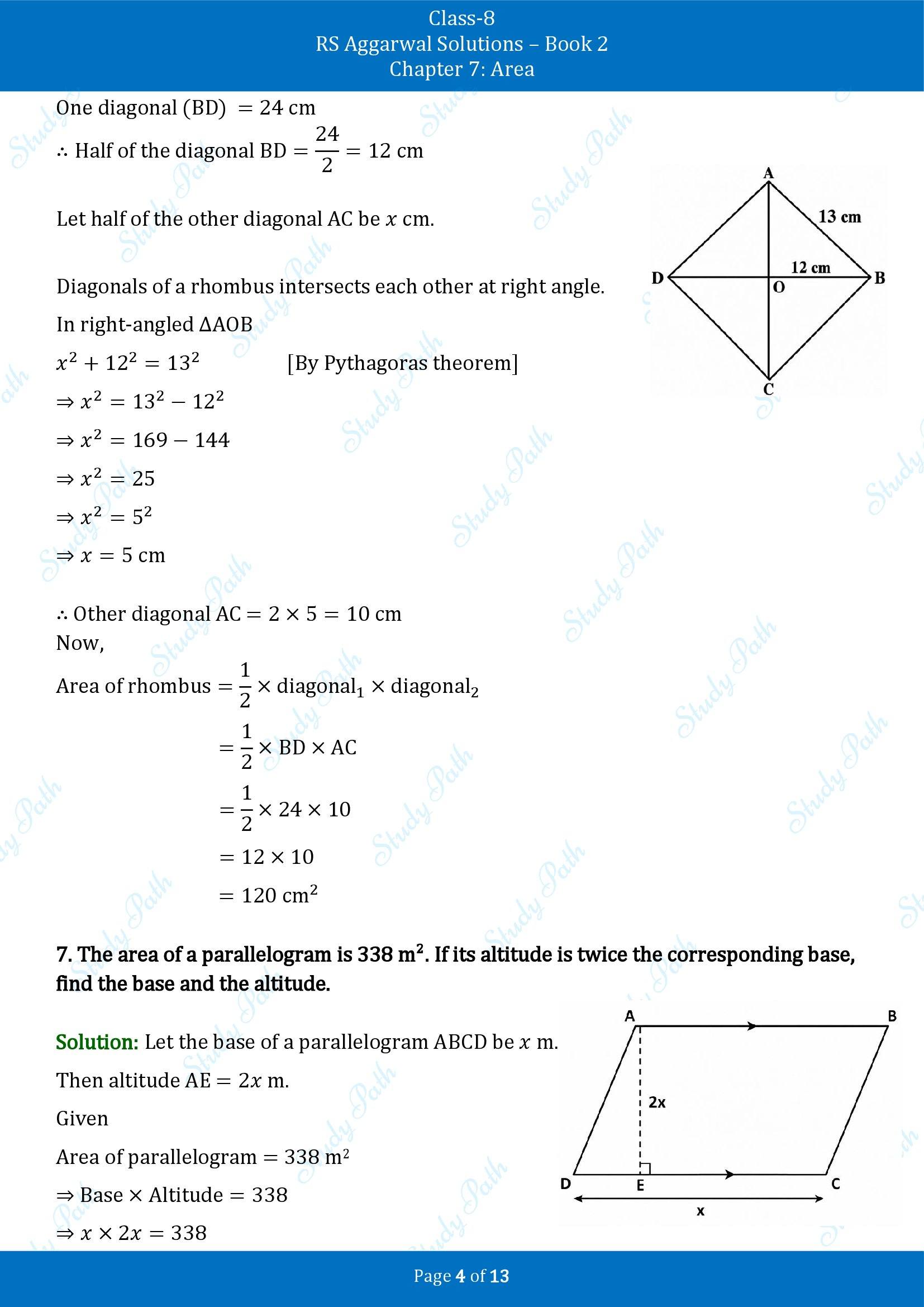 RS Aggarwal Solutions Class 8 Book 2 Chapter 7 Area Test Paper 7 00004