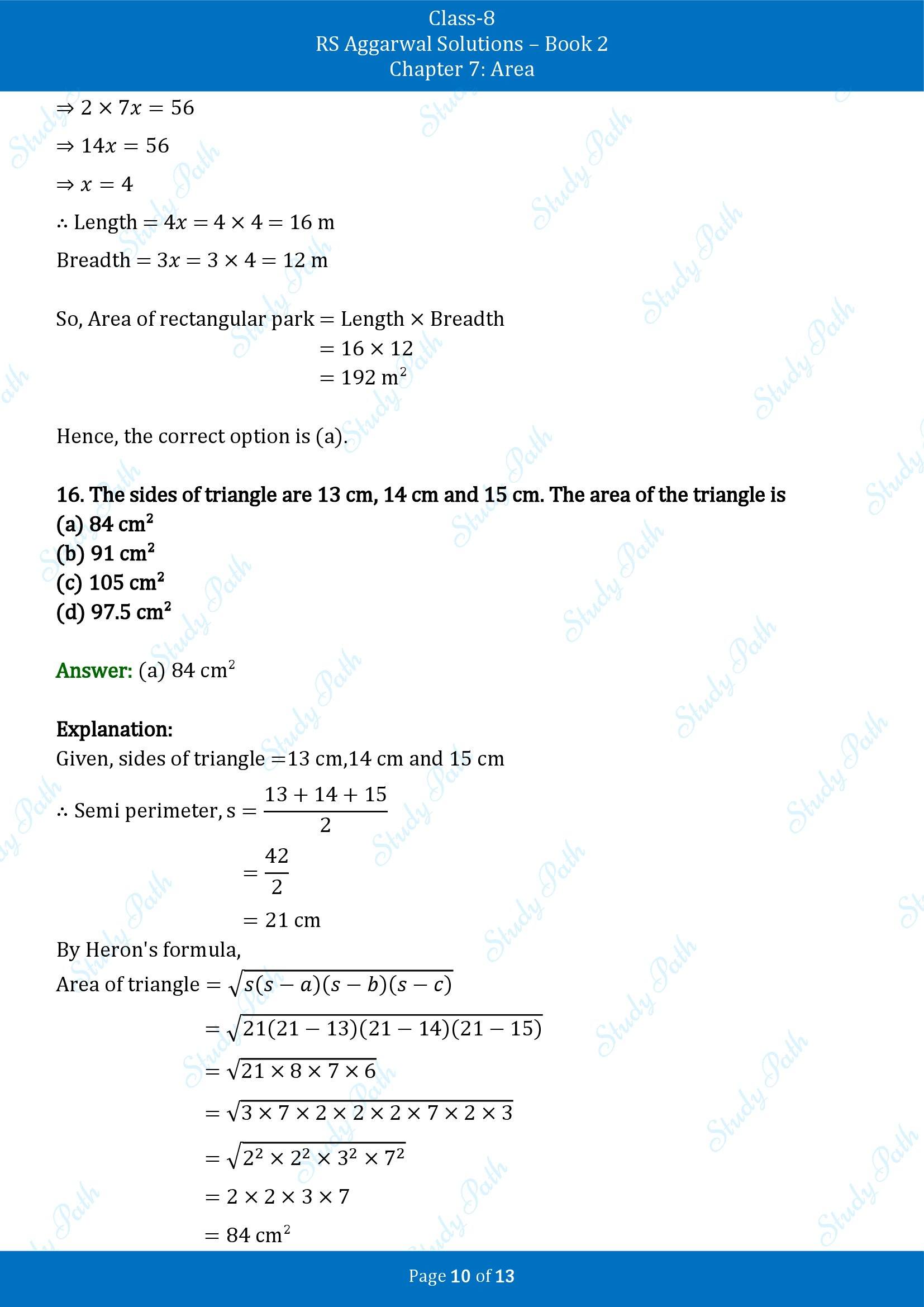 RS Aggarwal Solutions Class 8 Book 2 Chapter 7 Area Test Paper 7 00010